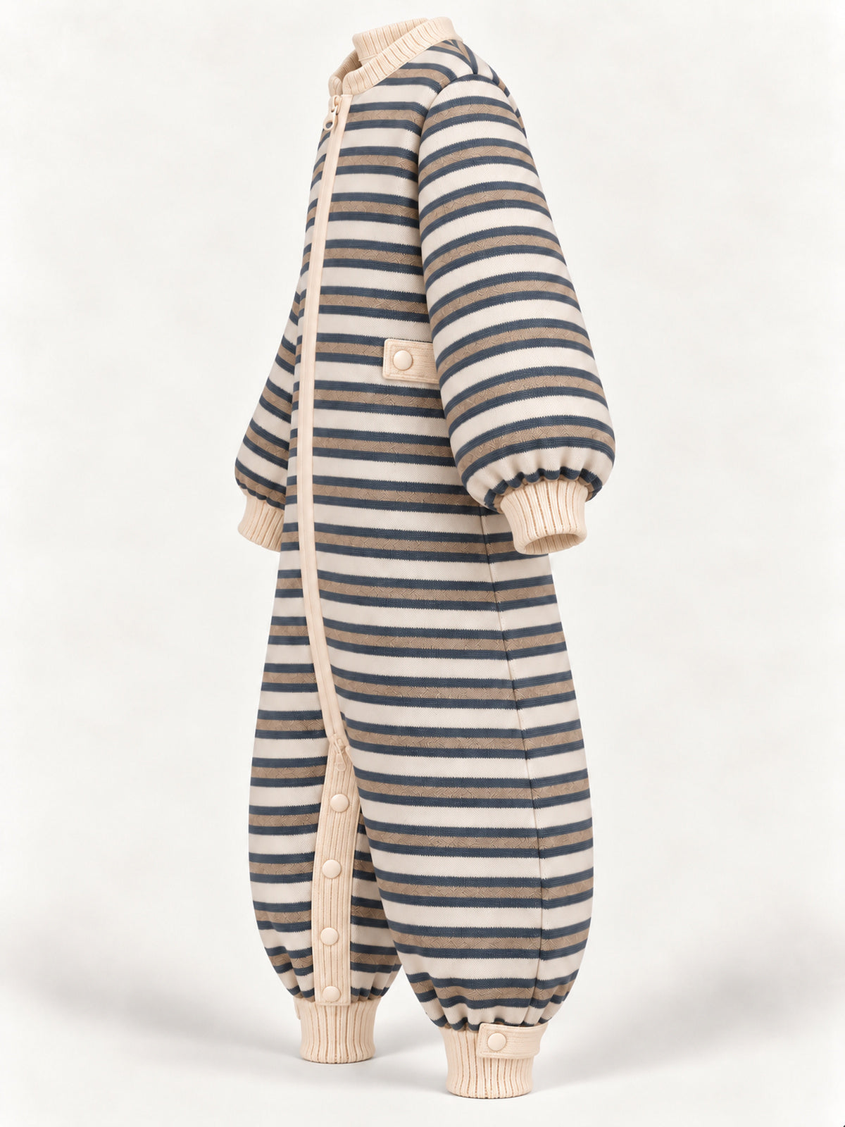 Cream & Charcoal Striped Wool-Blend Adult Onesie