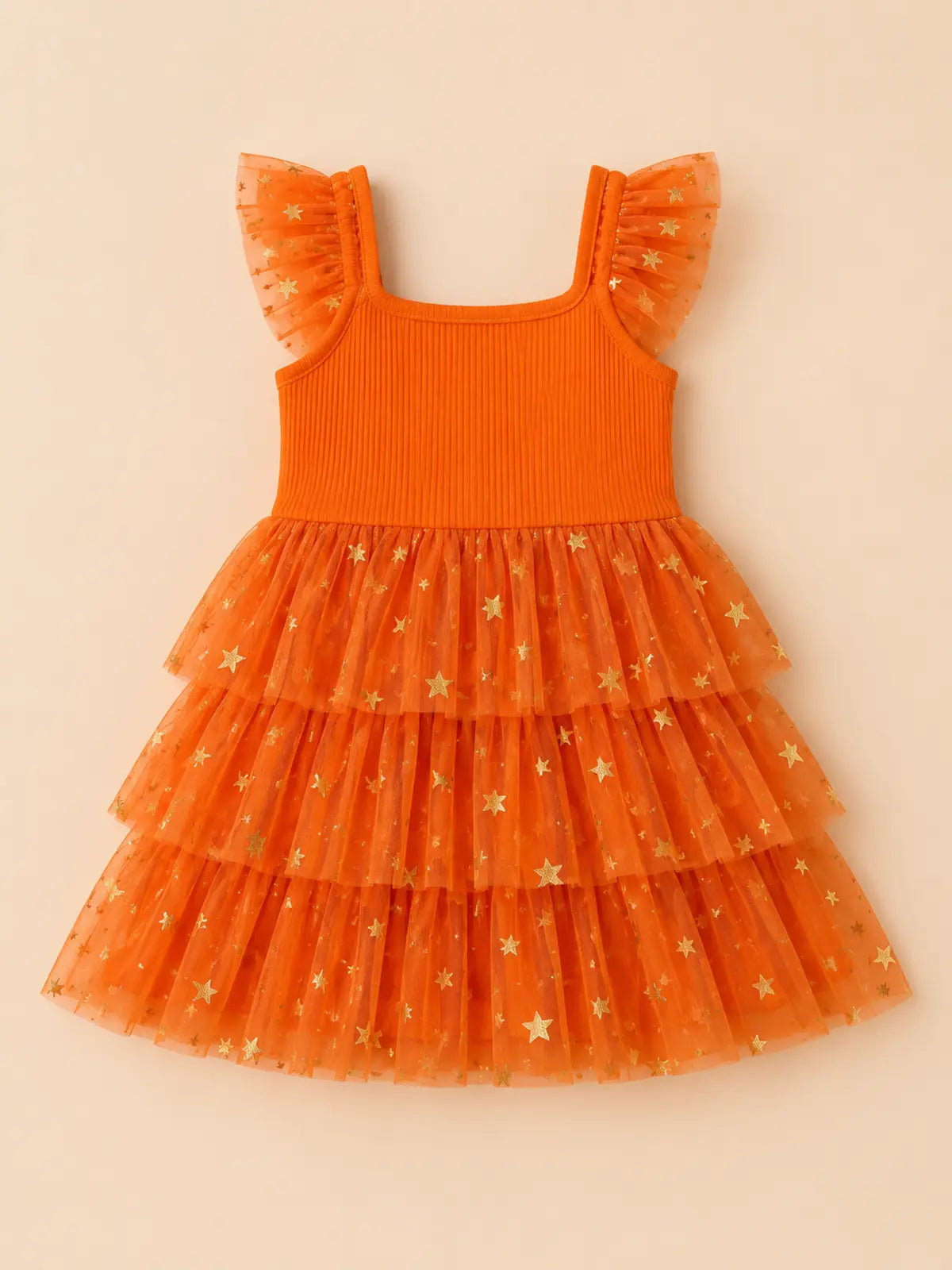 Girls’ Pumpkin Tulle Halloween Party Dress
