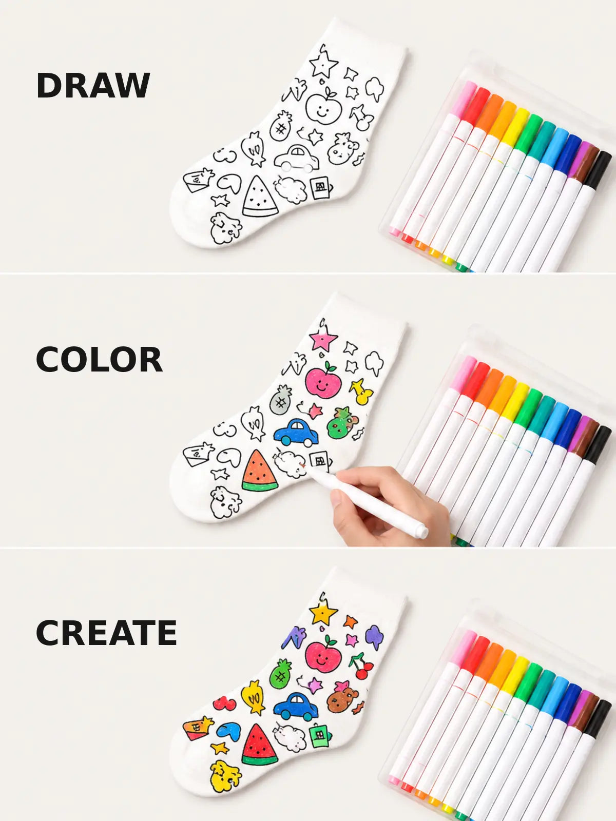 Family DIY Painting Socks Gift Set, Parent‑Child Hand‑Doodle Craft Kit