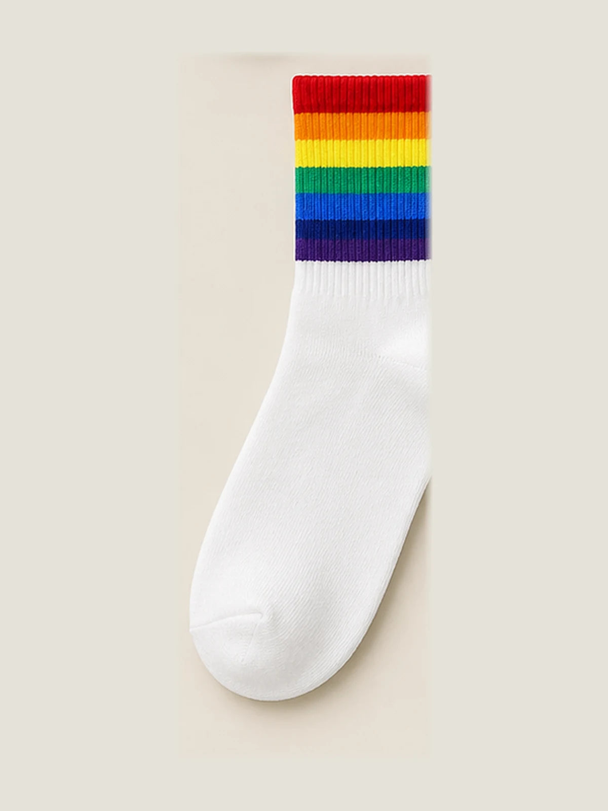 Rainbow Stripe Cotton Crew Socks