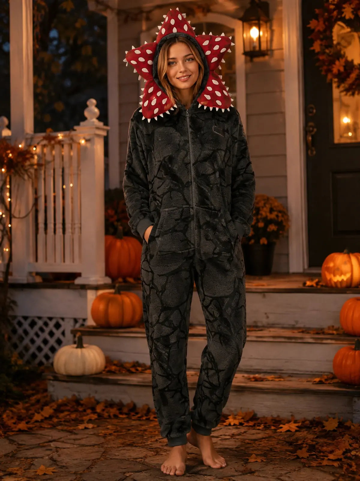 Venus Flytrap Hooded Halloween Onesie Pajamas