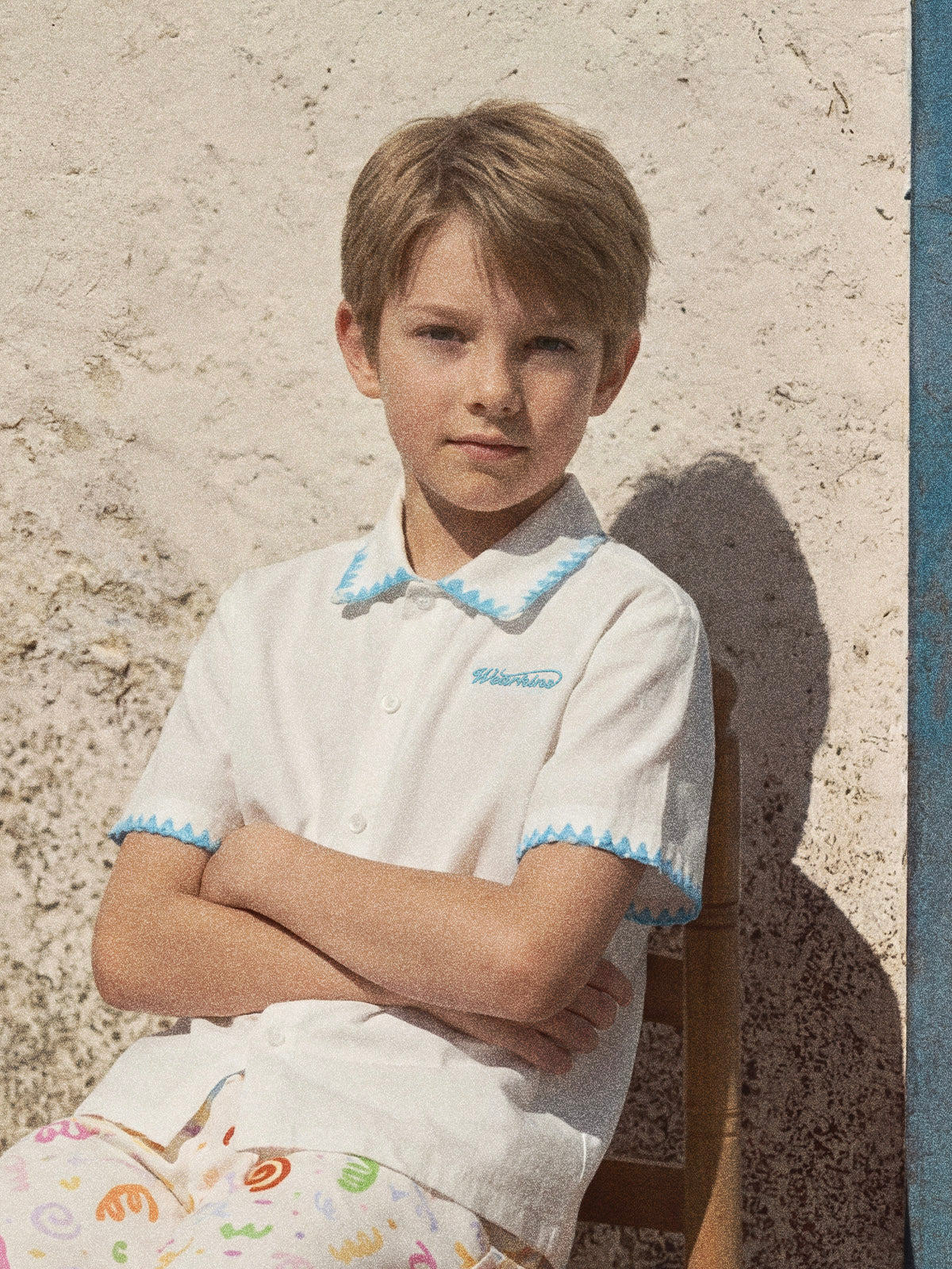 Sunny Escape Expressive Picot Edge Shirt & Shorts Set For Kids
