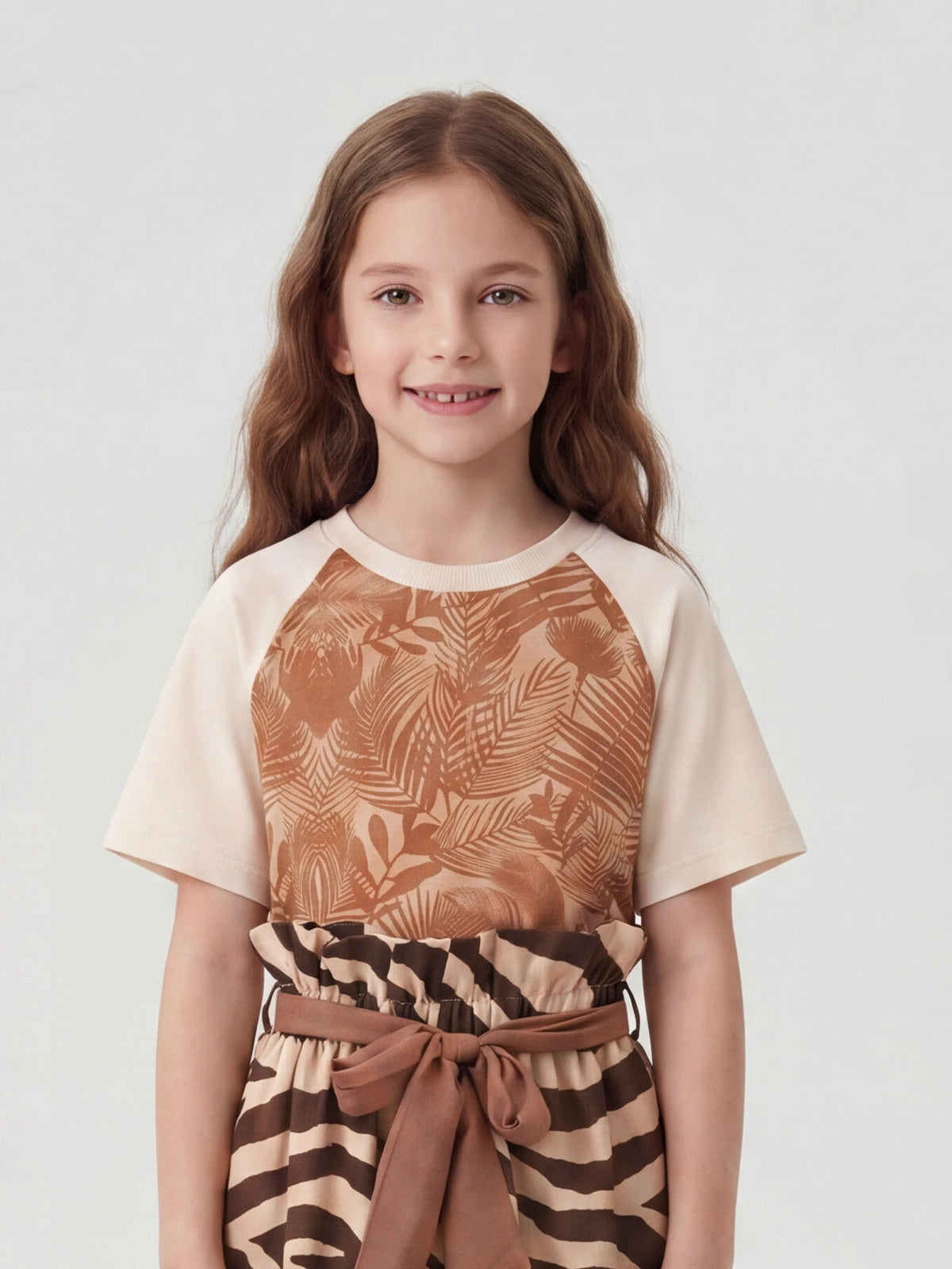 Sunny Escape Zebra gestreiftes T-Shirt & Shorts-Set für Kinder