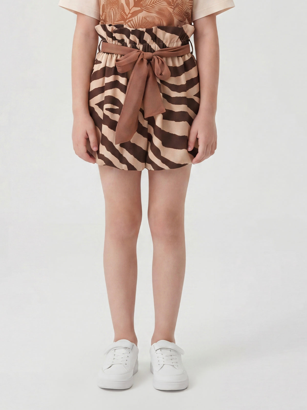 Sunny Escape Zebra gestreiftes T-Shirt & Shorts-Set für Kinder