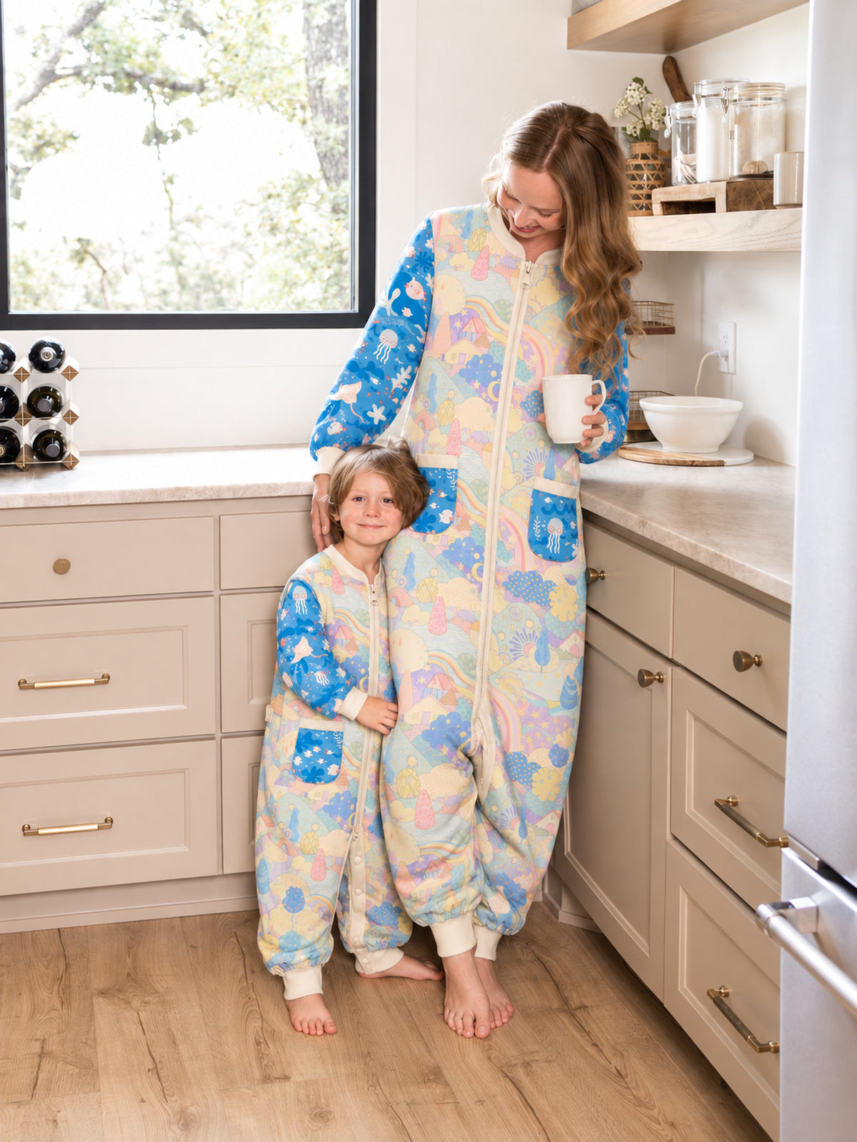 Ocean Floral Print Matching Family Onesies