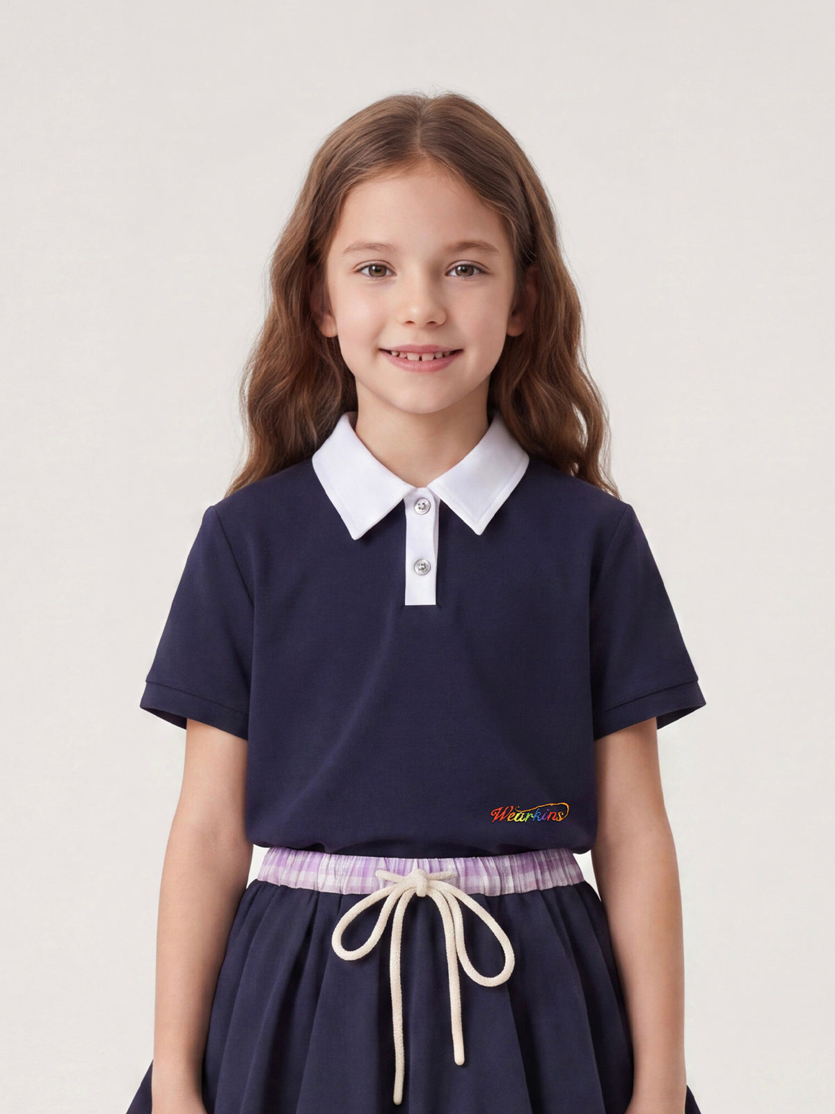 Kins Class Prinzessinnen-Kragen-Crop-Polo-Shirt & bauschiger Minirock für Kinder