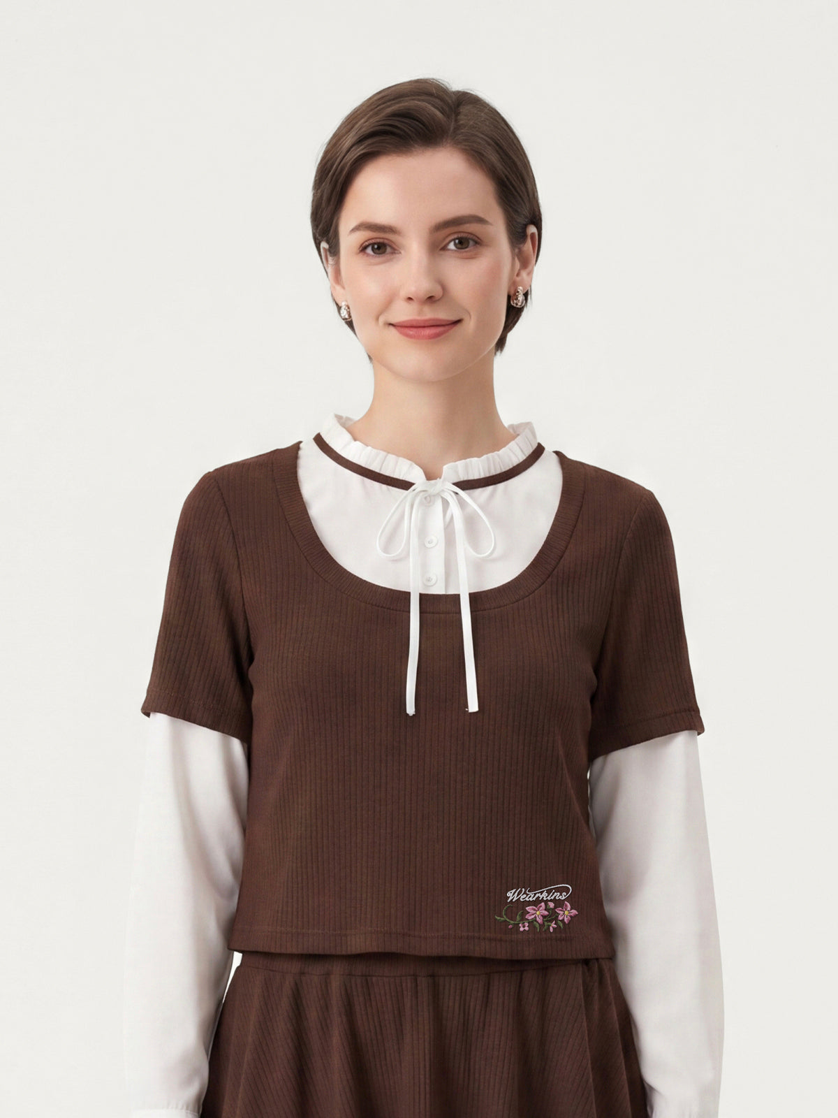 Kins Class Adult's Spliced Long-Sleeve Tee & Mini Skirt Set