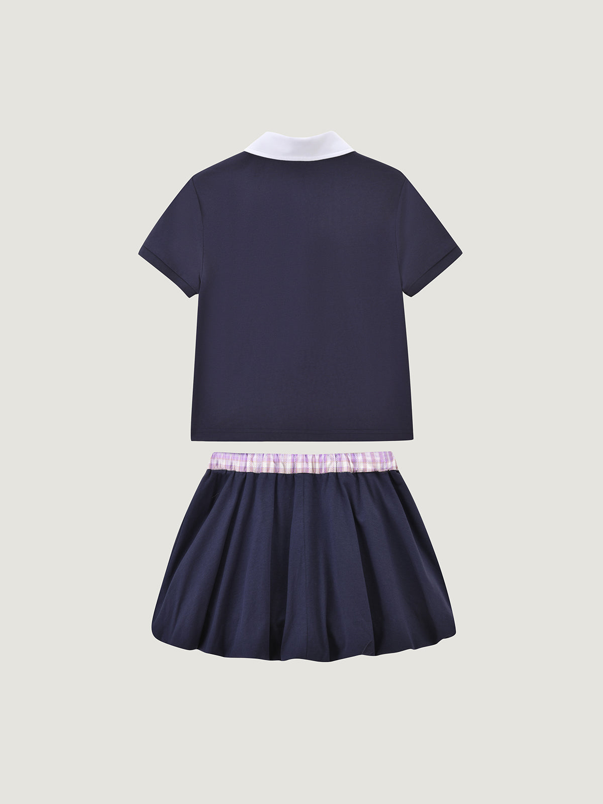 Kins Class Prinzessinnen-Kragen-Crop-Polo-Shirt & bauschiger Minirock für Kinder
