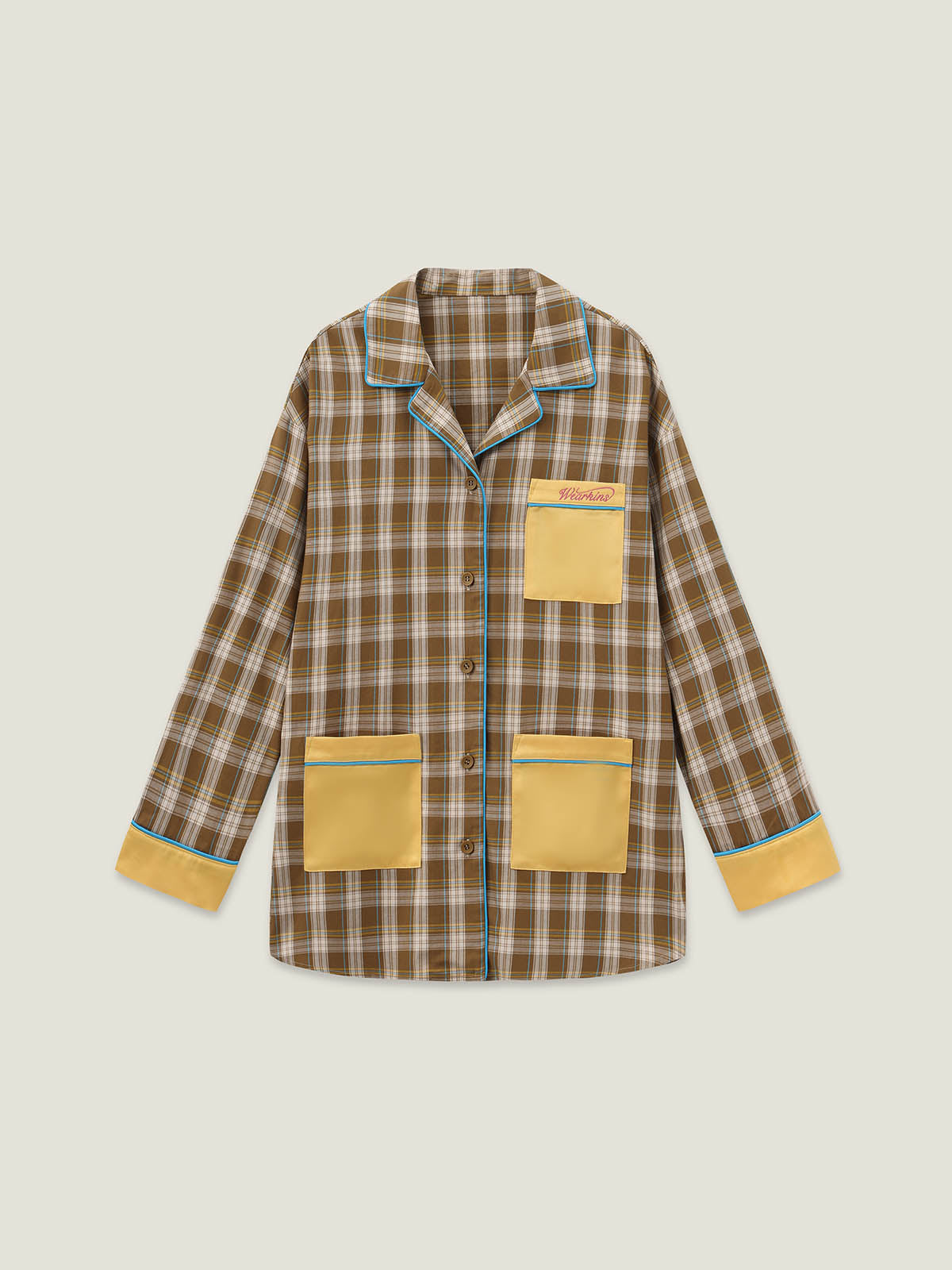 adults-brown-plaid-pajamas-set