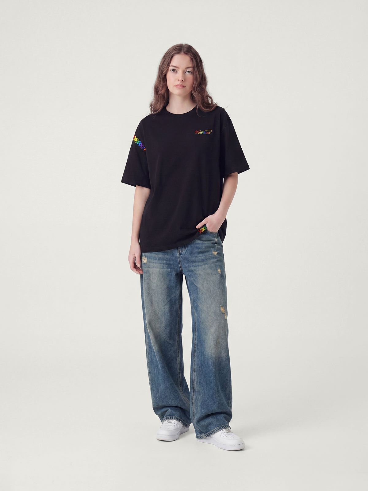 Pride Month Rainbow Embroidered X T-Shirt For Adults