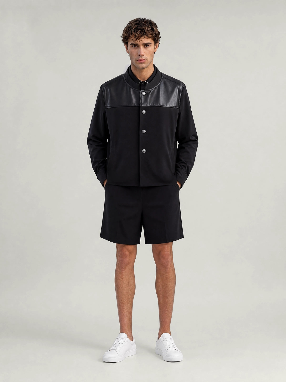 Adult Studded Collar Shirt, Tailored Shorts and Jacket Set | KINS CLASS