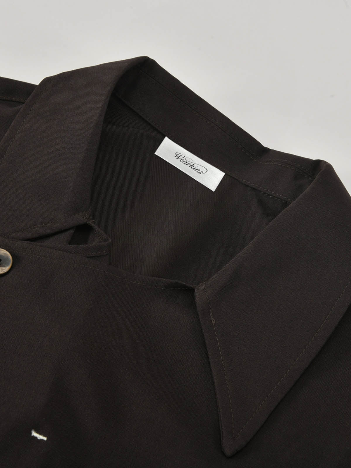 Convertible Collar Asymmetric Short Sleeve Shirt|KINS CLASS