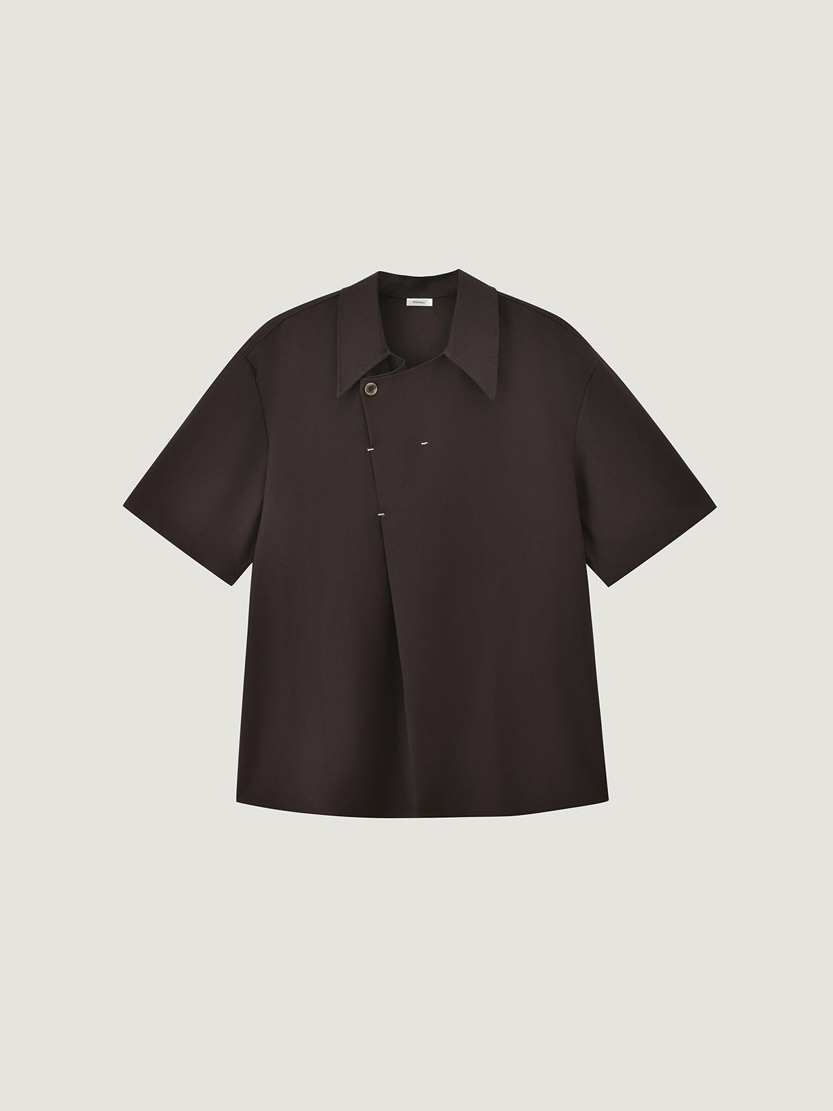 Convertible Collar Asymmetric Short Sleeve Shirt|KINS CLASS