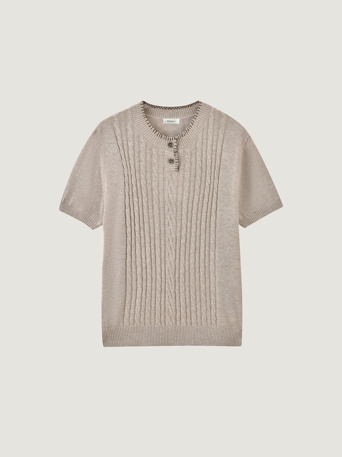 Cable Knit Short Sleeve Henley T-Shirt For Adults | KINS CLASS
