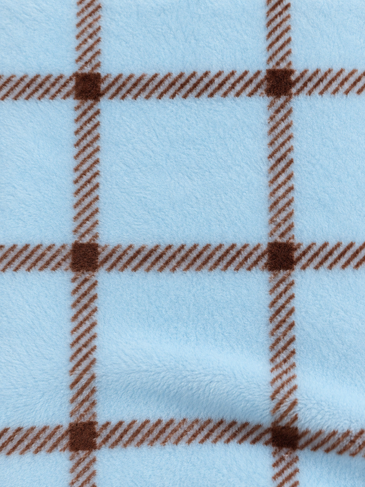 Close-up of the ice blue and brown plaid surface — Ice Blue Plaid Onesie