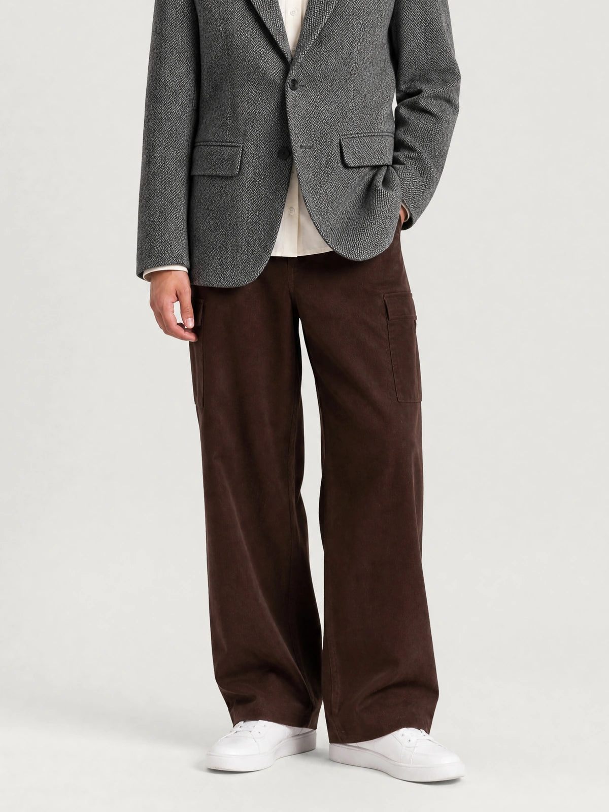 Herringbone Blazer Shirt Pants Set | KINS CLASS