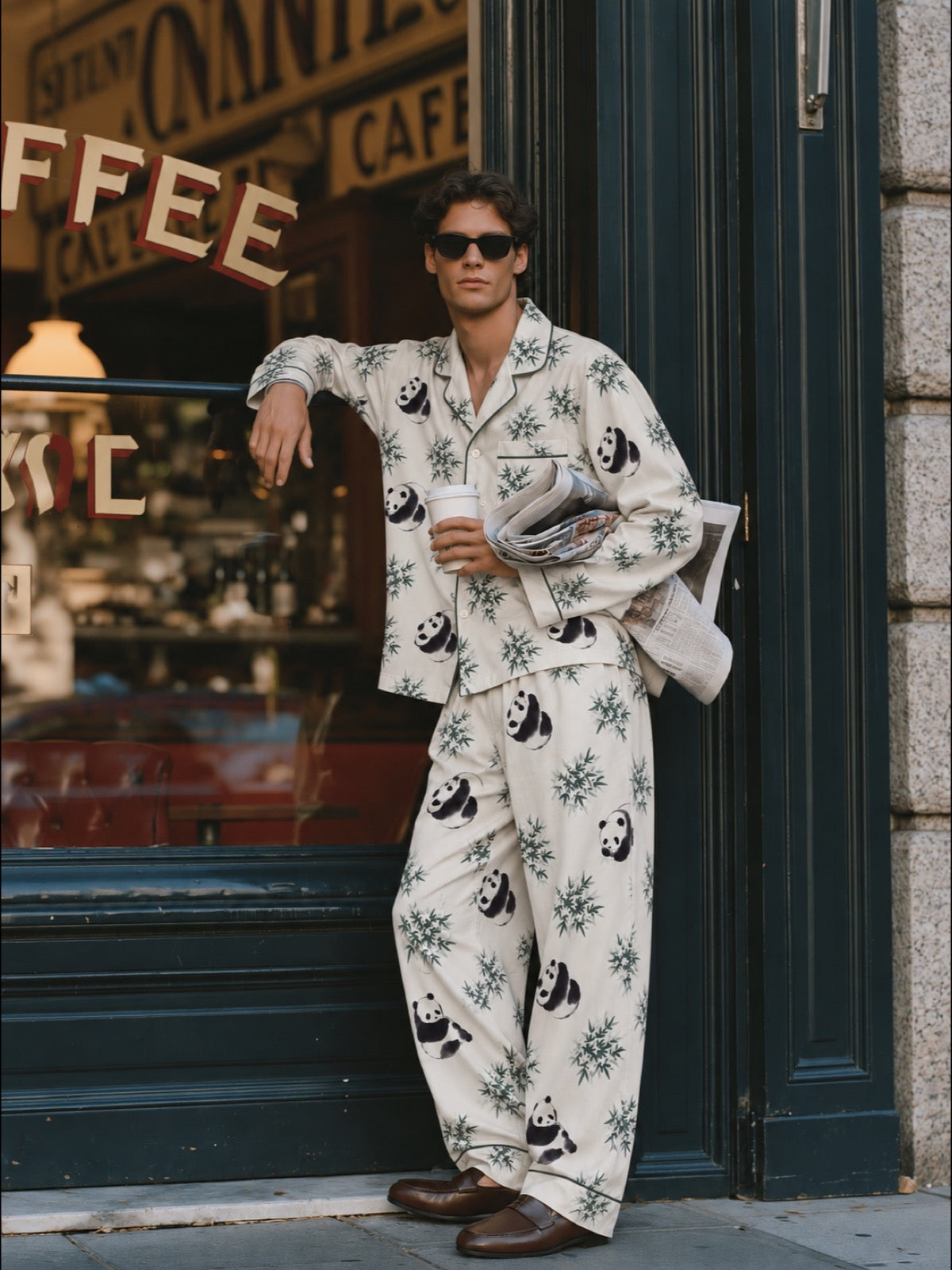 Panda & Bamboo Leaf Print Family Matching Pajama Set