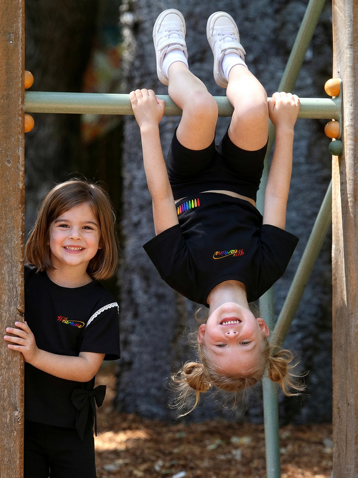 Pride Month T-Shirt With Lace Trim, Bow & Rainbow Embroidery For Kids