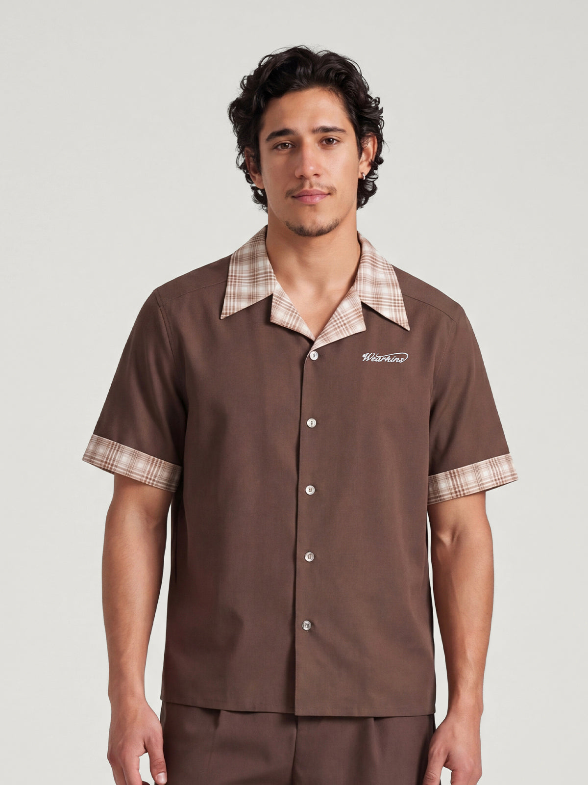 Kontrast Plaid Kragen Kurzarmhemd & Shorts Set für Erwachsene | KINS CLASS