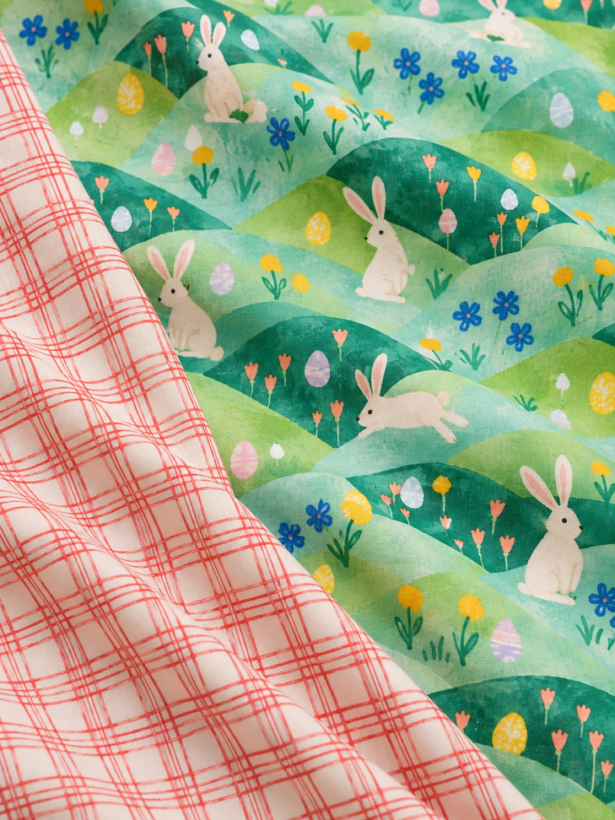 Cat Floral & Bunny Plaid Family Matching Onesie