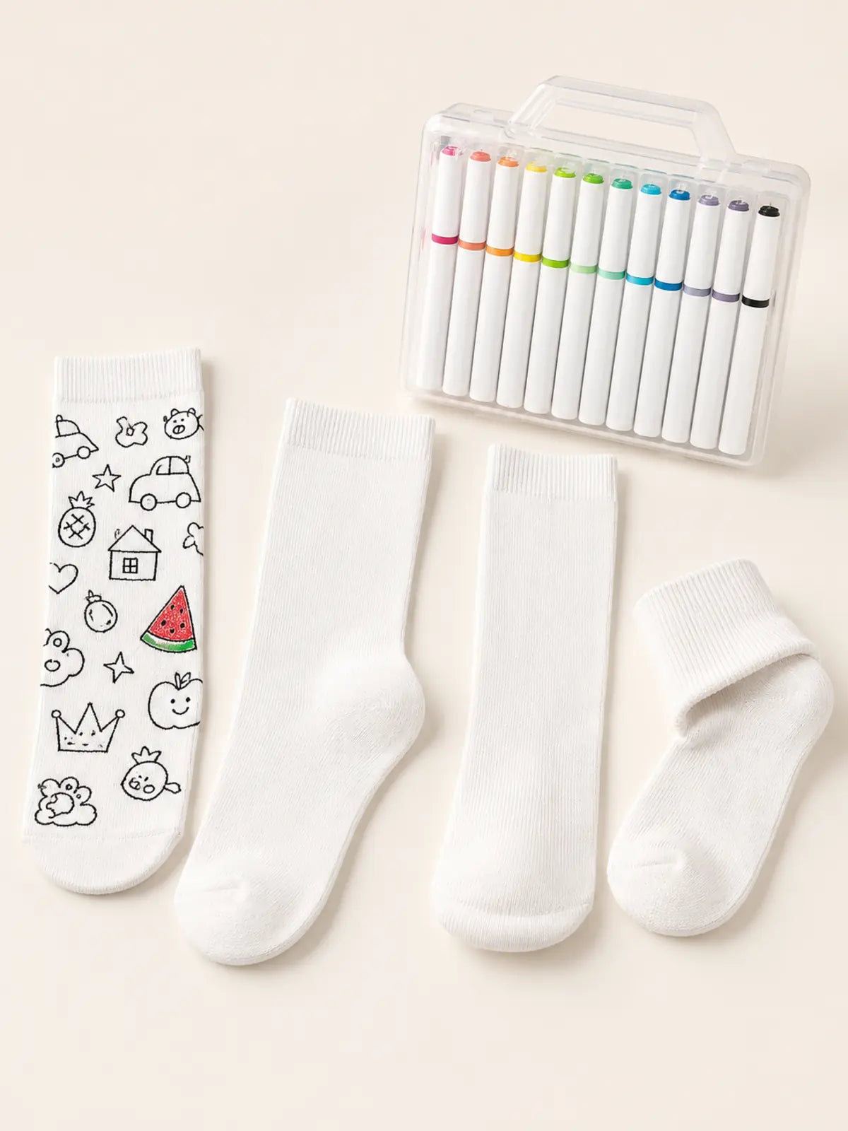Family DIY Painting Socks Gift Set, Parent‑Child Hand‑Doodle Craft Kit