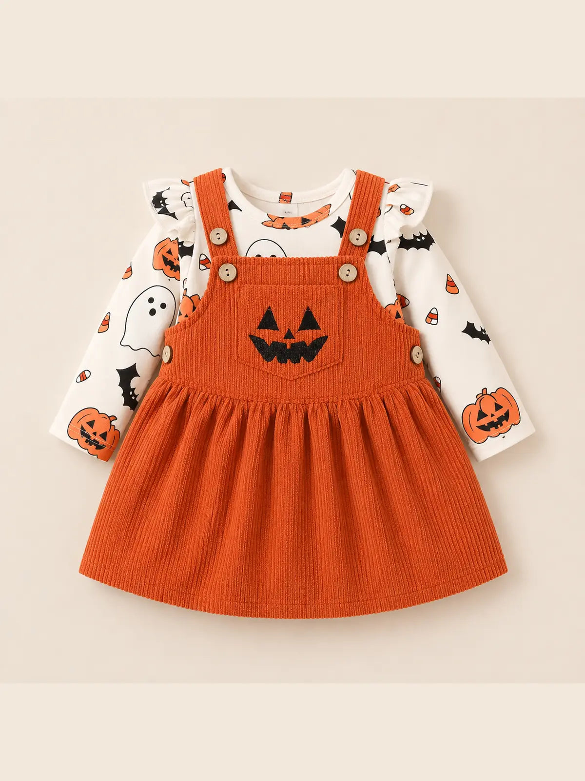 Halloween Pumpkin Jumpsuit Dress Set