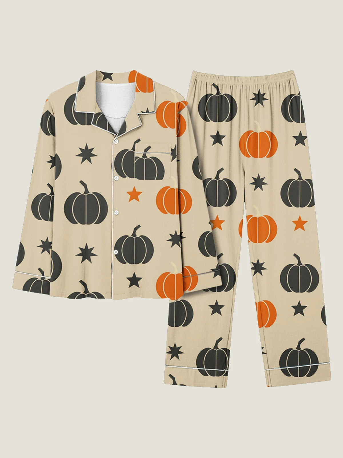 Family Matching Halloween Pumpkin Print Pajama Set