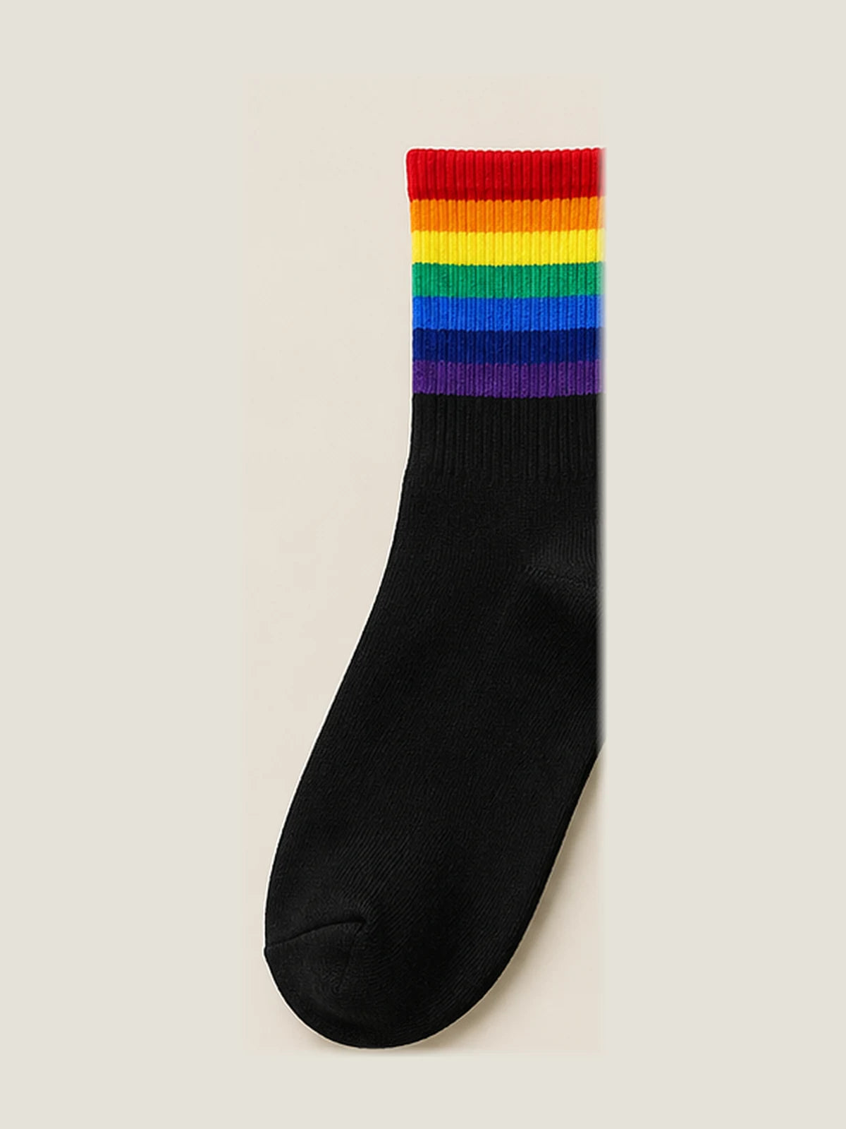 Rainbow Stripe Cotton Crew Socks