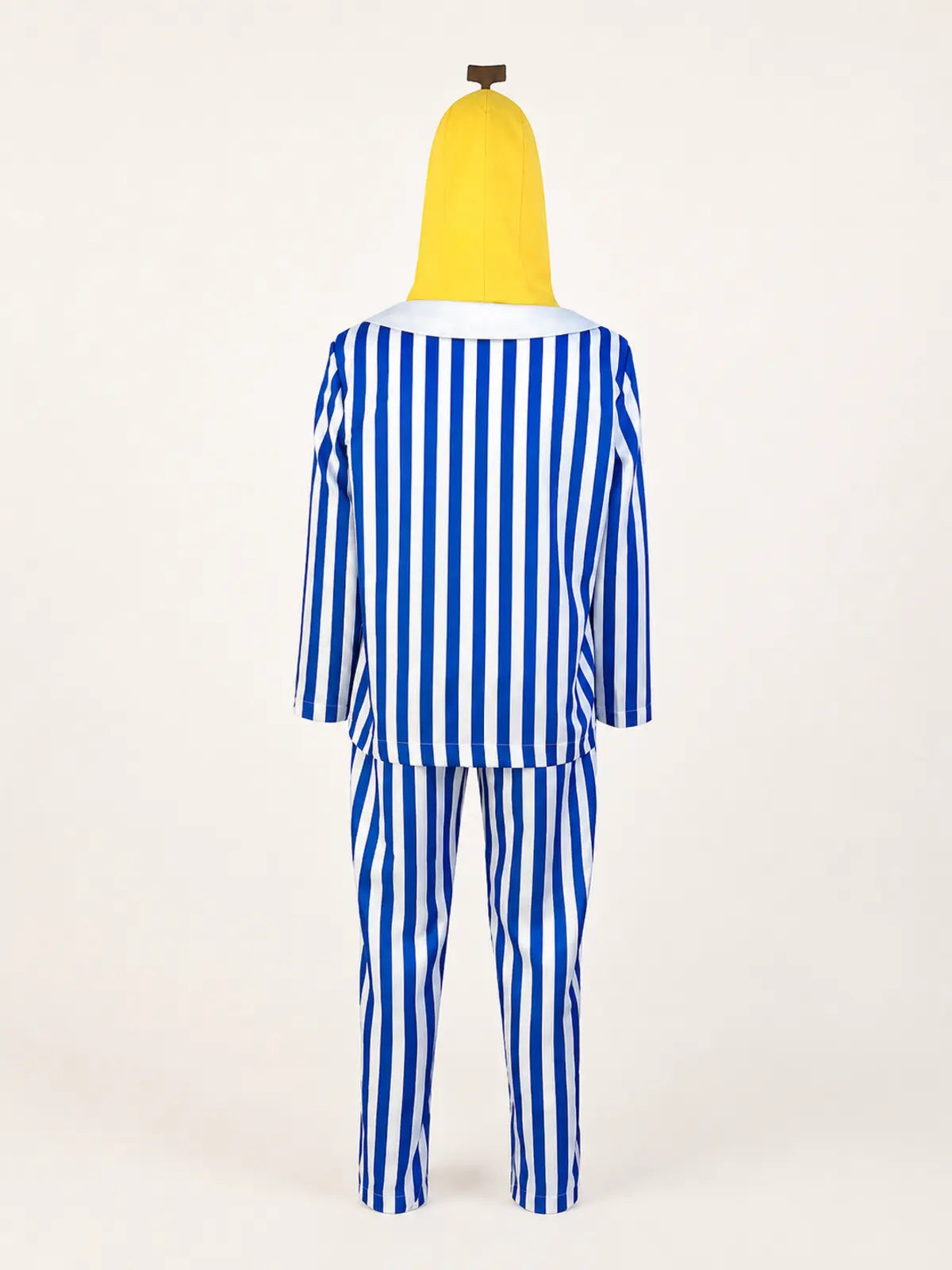Cartoon Sick Banana Halloween Costume, Blue‑White Striped Banana Role‑Play Pajama Outfit