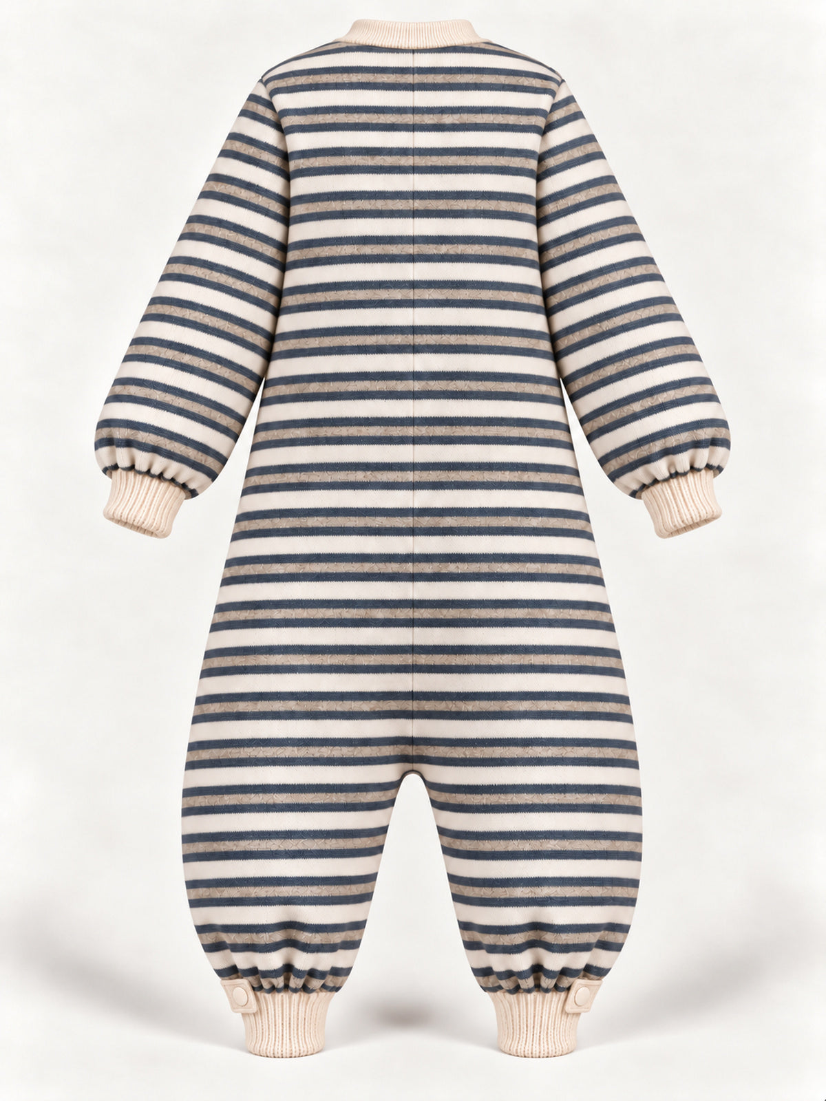 Cream & Charcoal Striped Wool-Blend Adult Onesie