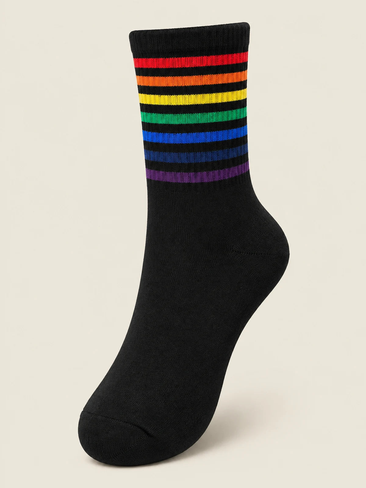 Rainbow Stripe Cotton Crew Socks