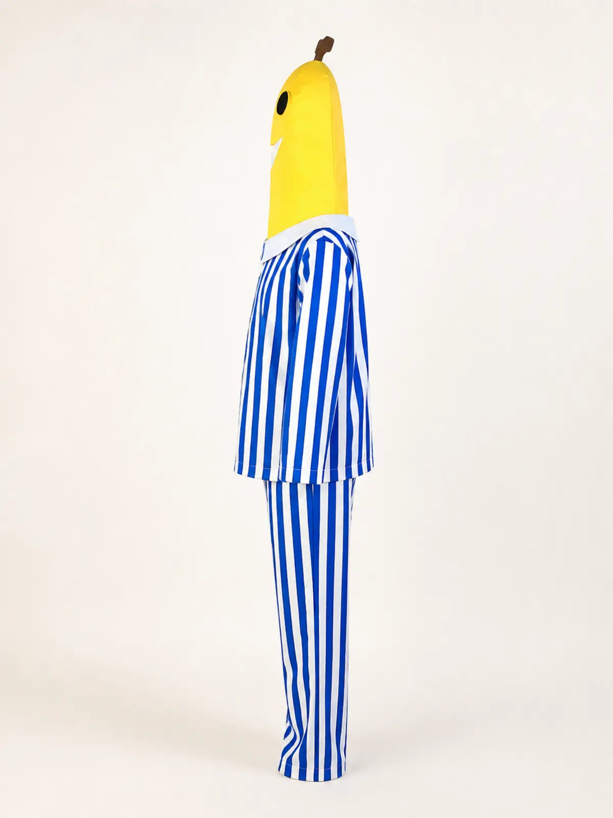 Cartoon Sick Banana Halloween Costume, Blue‑White Striped Banana Role‑Play Pajama Outfit