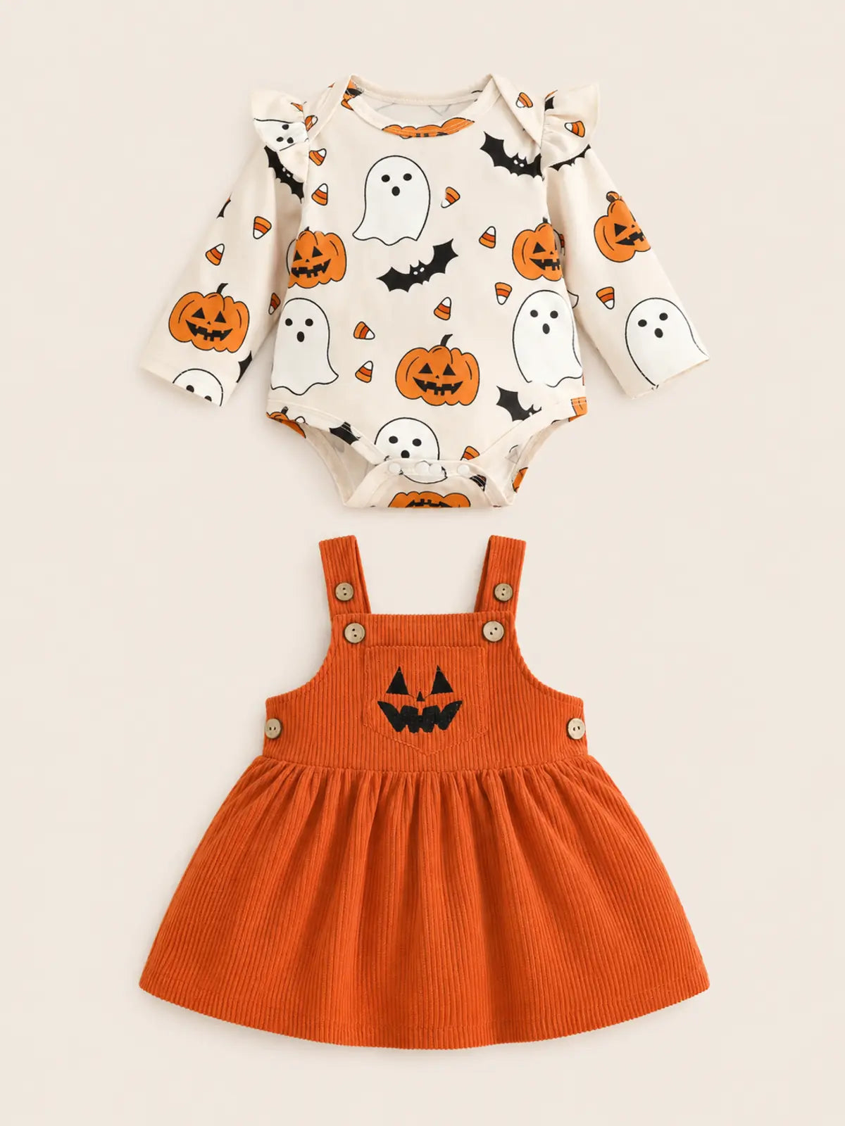 Halloween Pumpkin Jumpsuit Dress Set