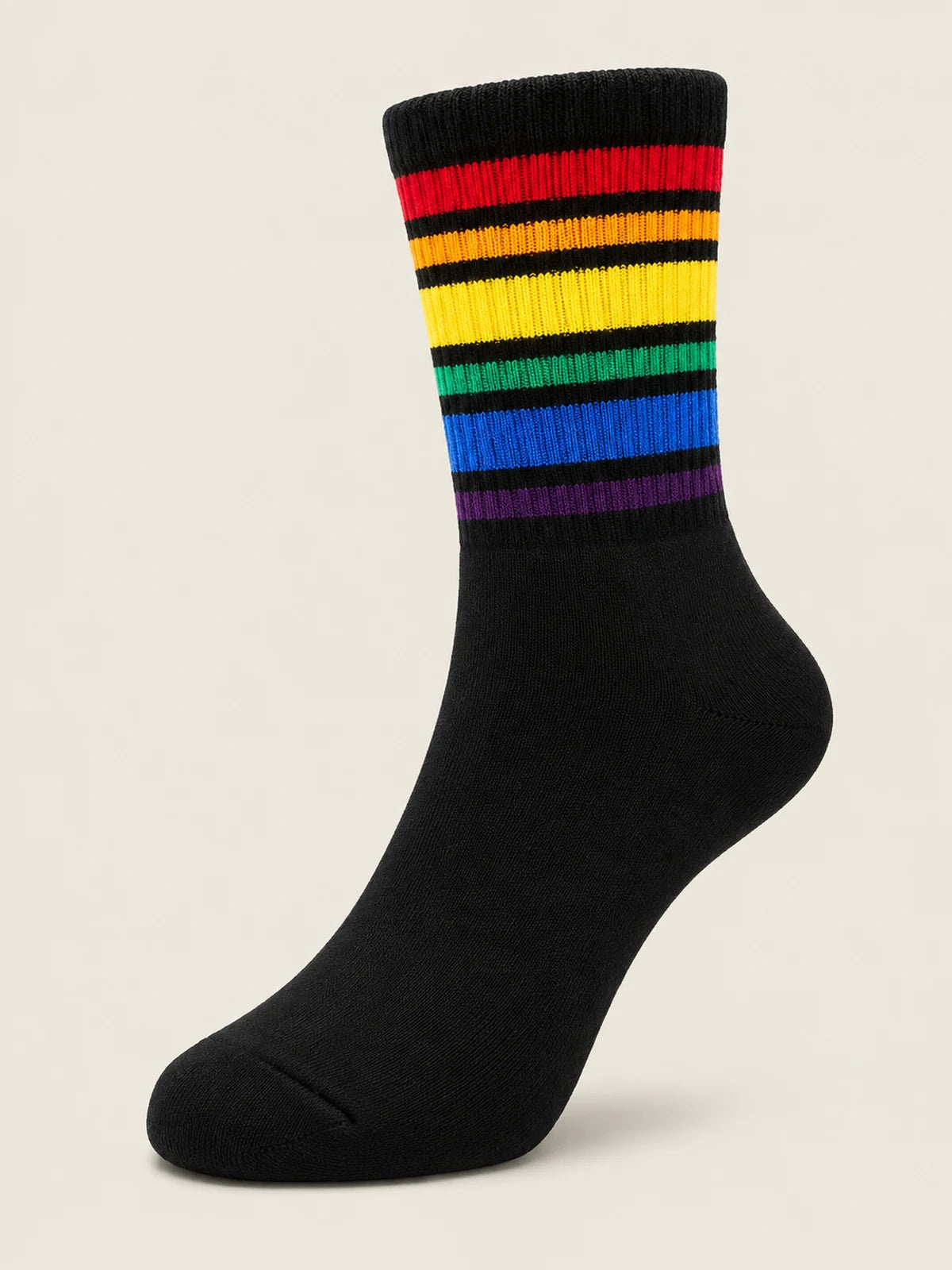 Rainbow Stripe Cotton Crew Socks