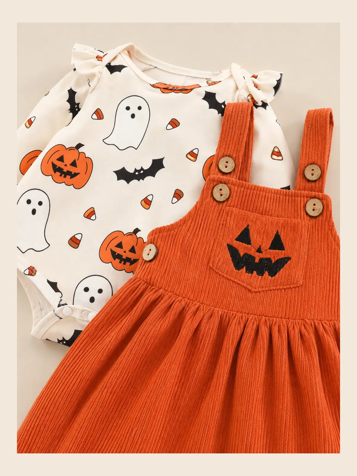 Halloween Pumpkin Jumpsuit Dress Set