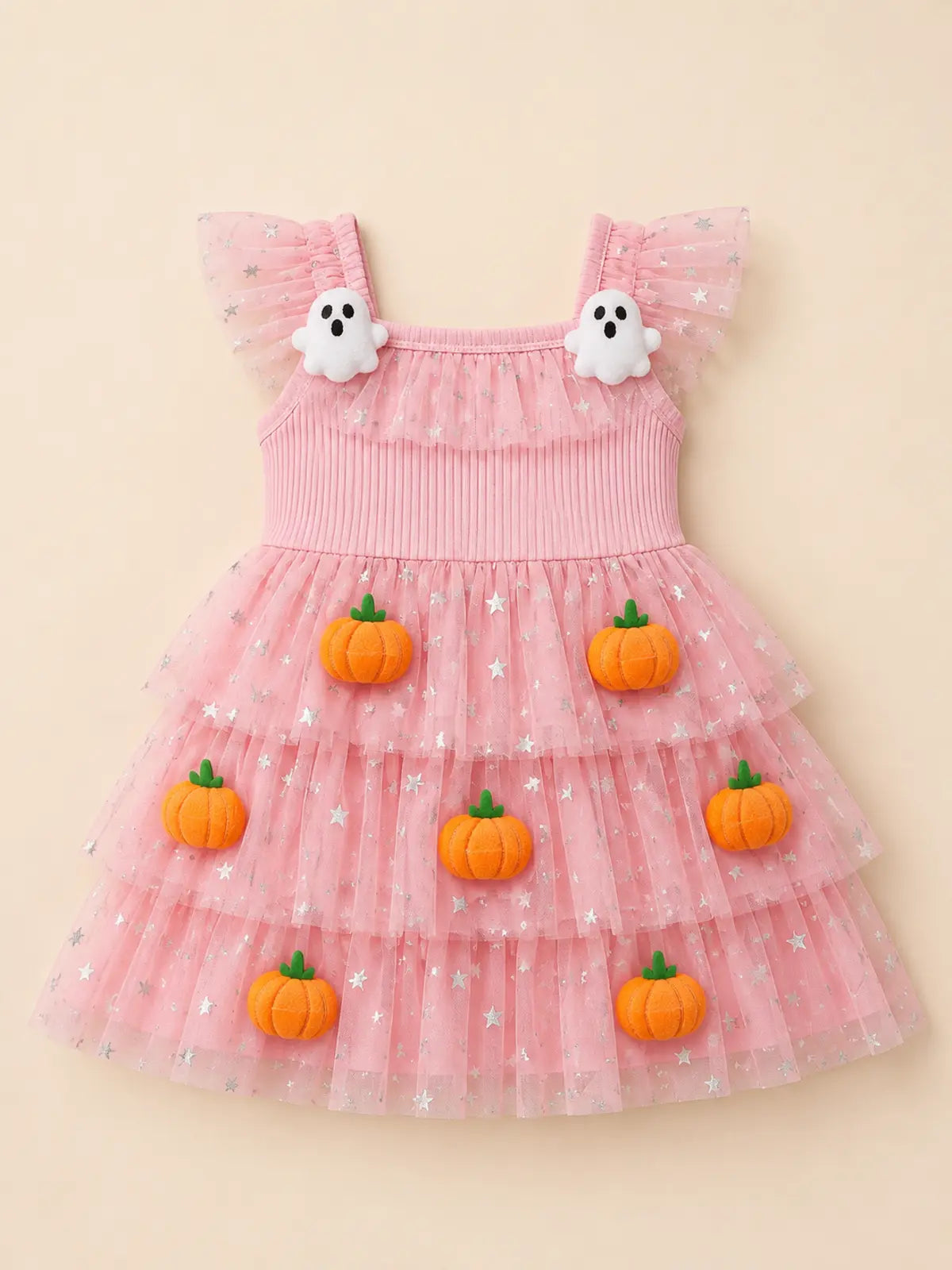 Girls’ Pumpkin Tulle Halloween Party Dress