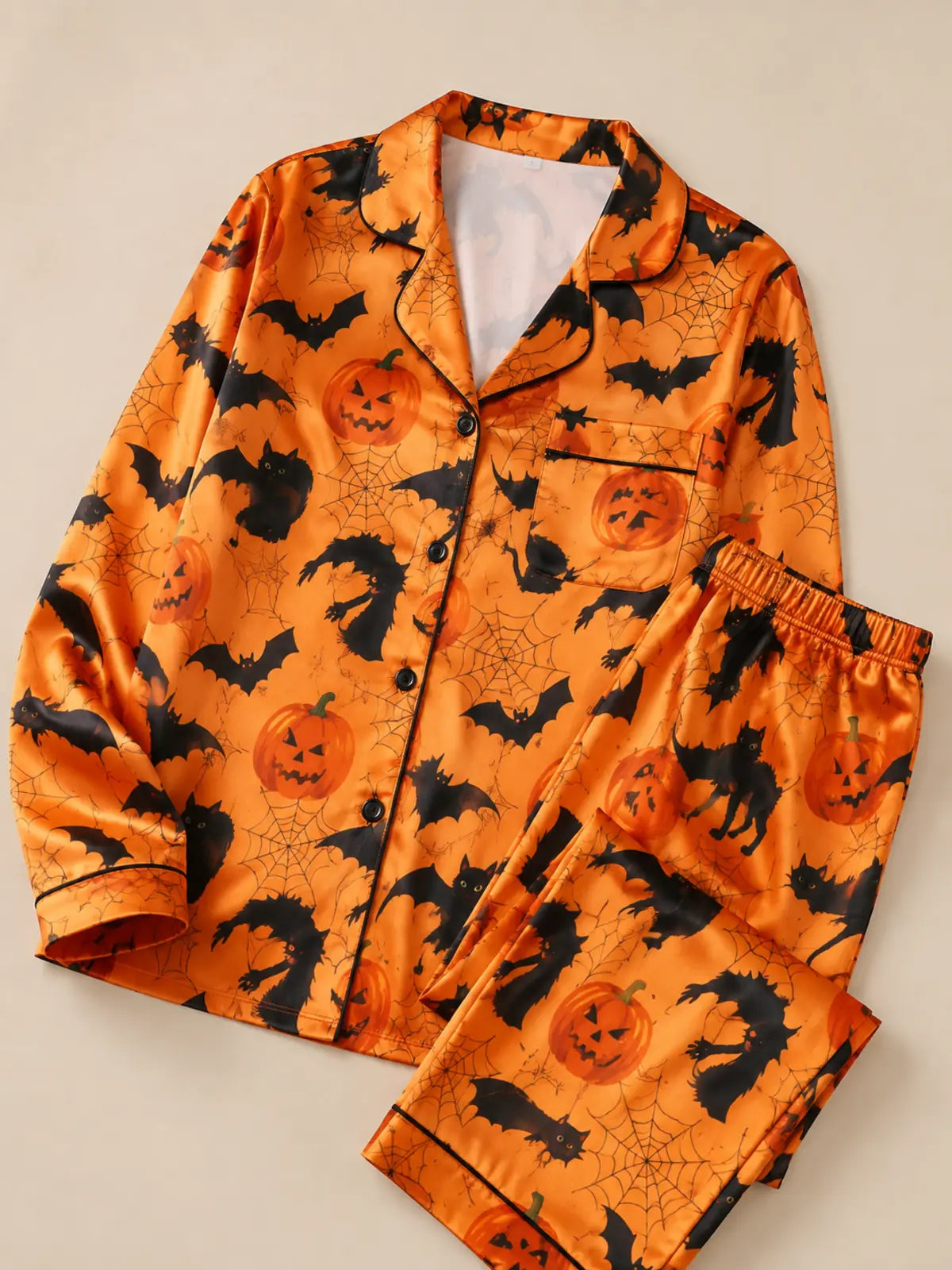 Halloween Printed Long‑sleeve Pajama Set