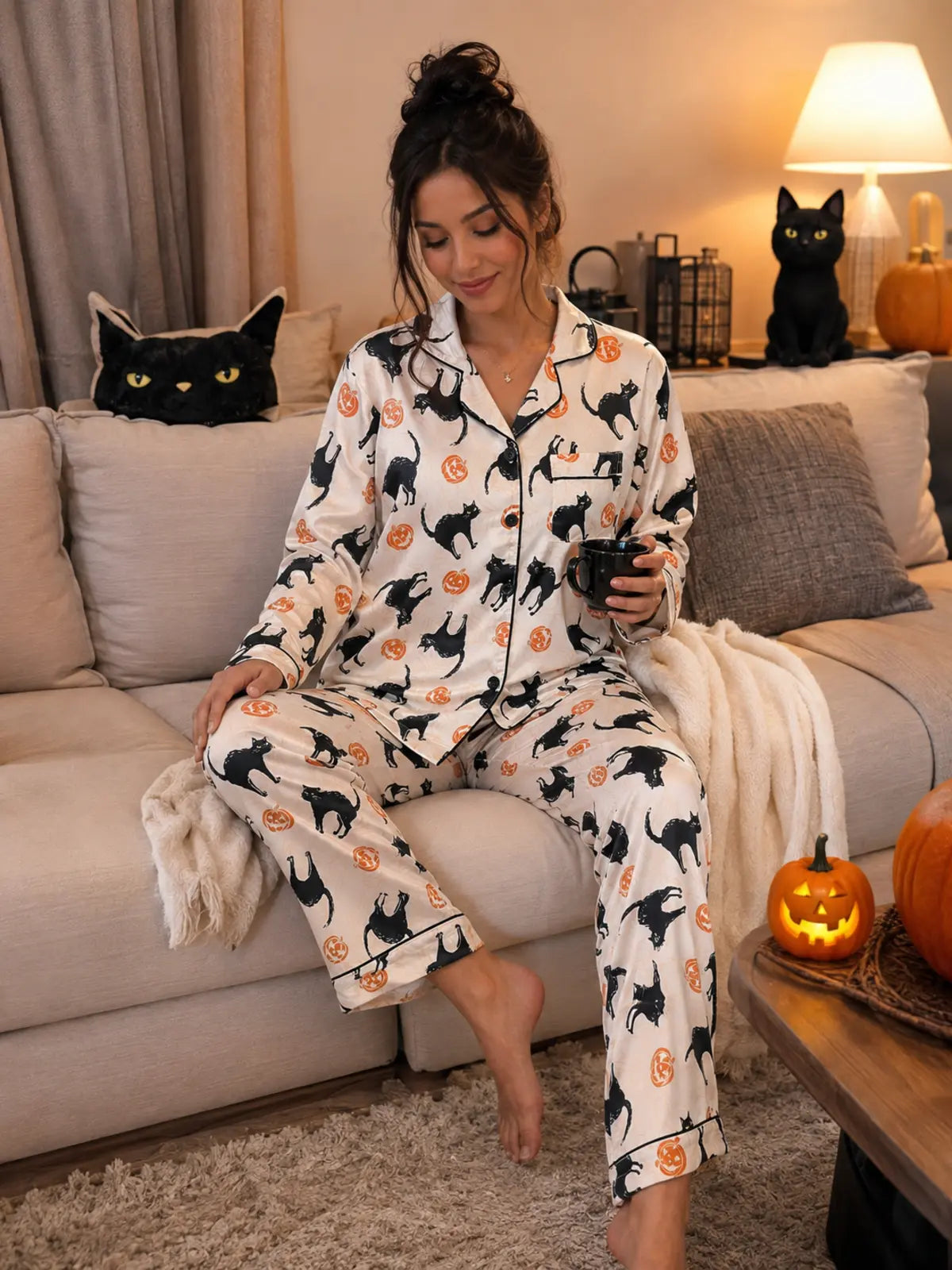 Halloween Pumpkin Print Pajamas
