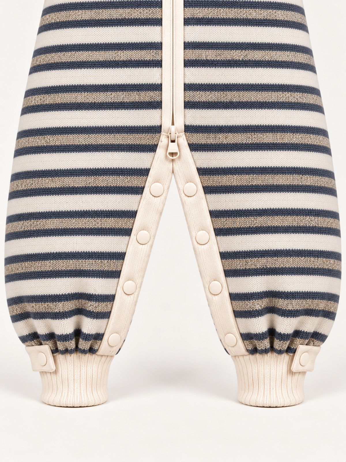 Cream & Charcoal Striped Wool-Blend Adult Onesie