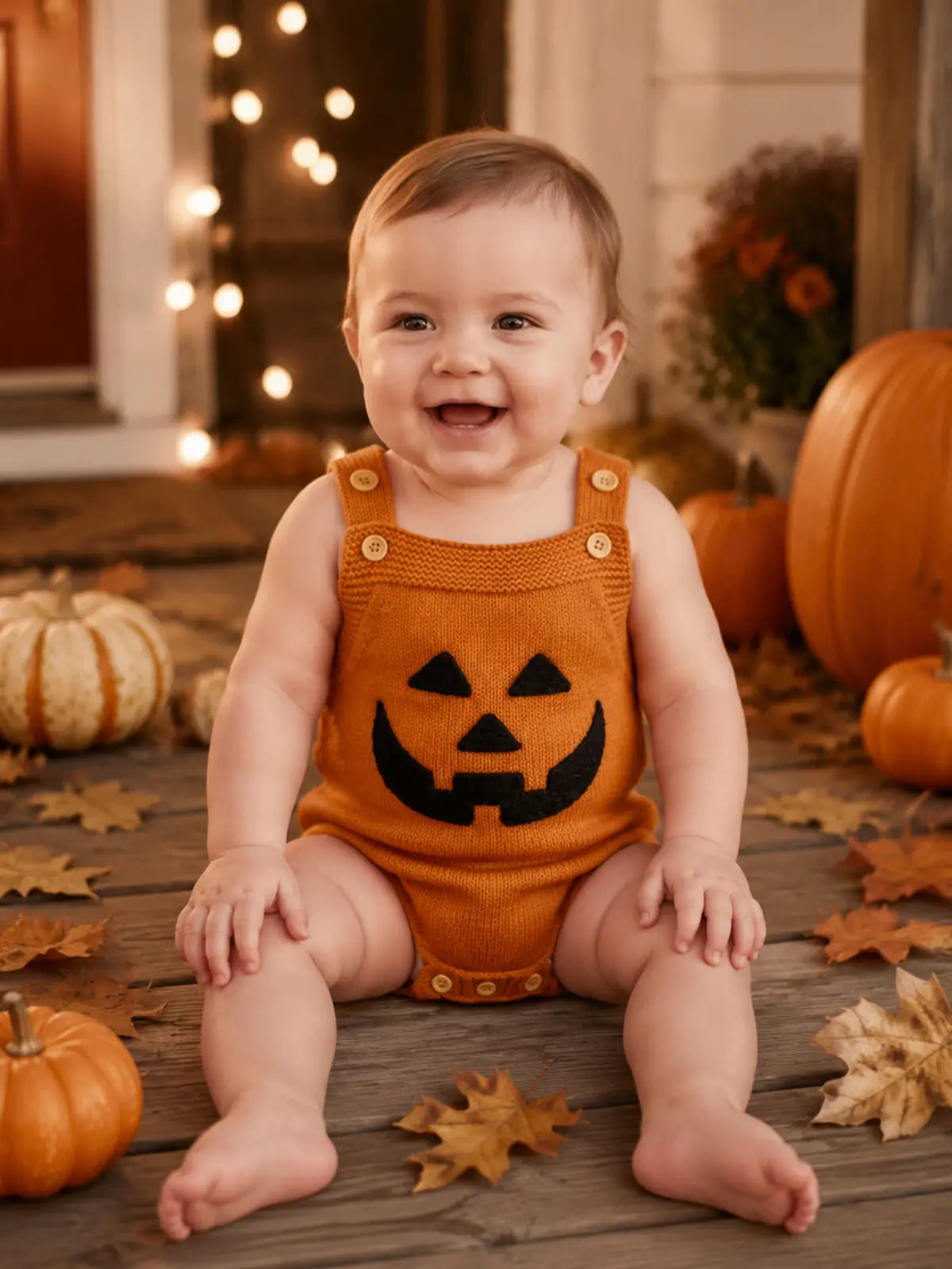 Baby Halloween Embroidered Suspender Romper