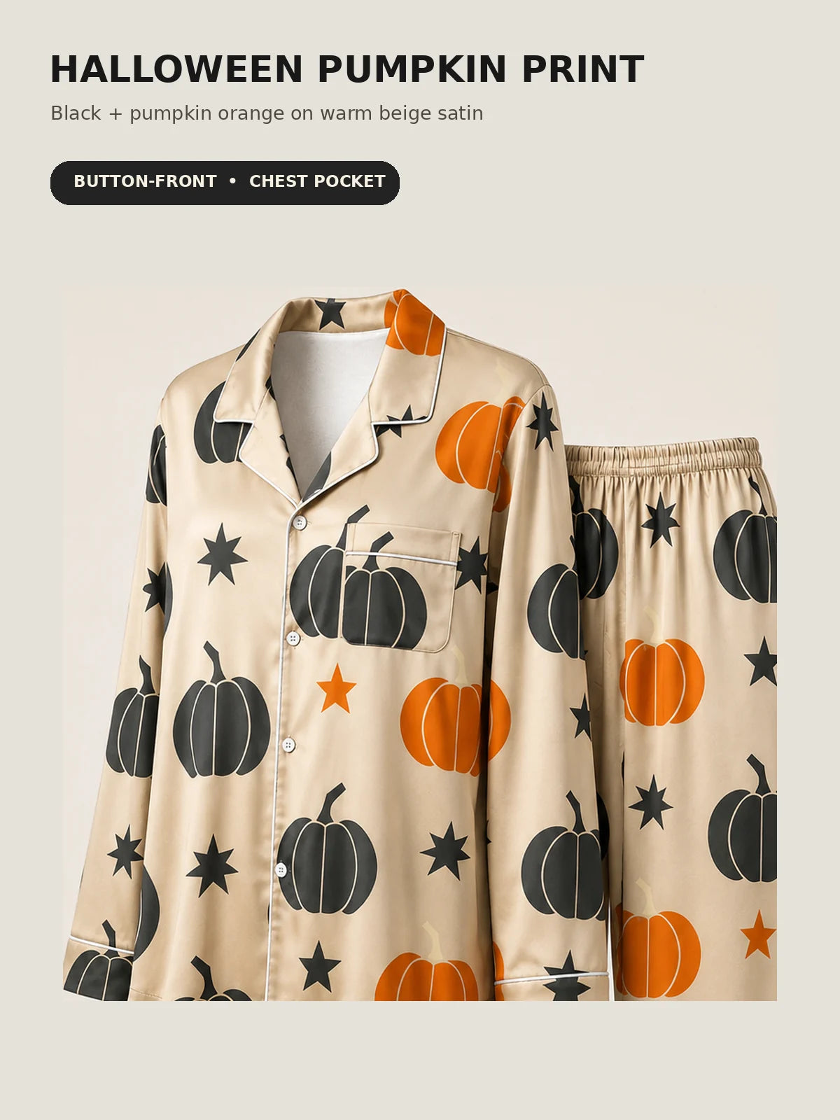 Family Matching Halloween Pumpkin Print Pajama Set
