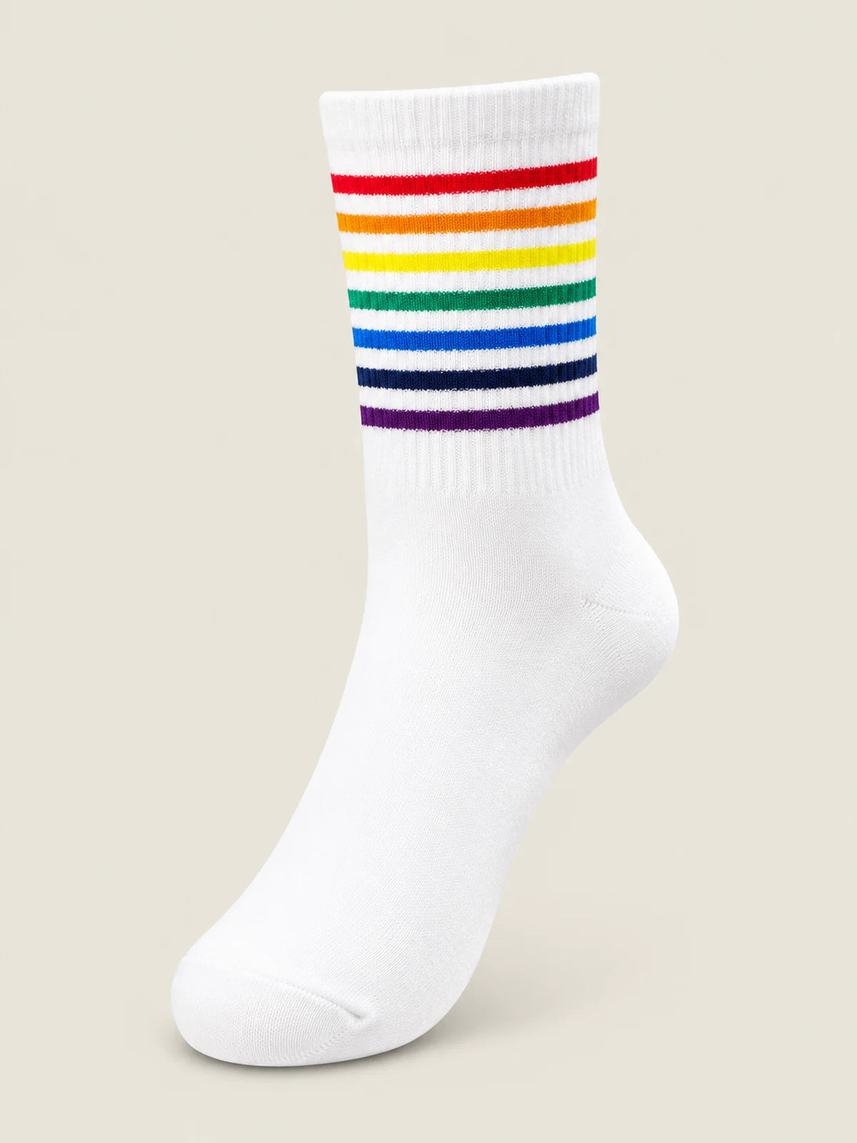 Rainbow Stripe Cotton Crew Socks