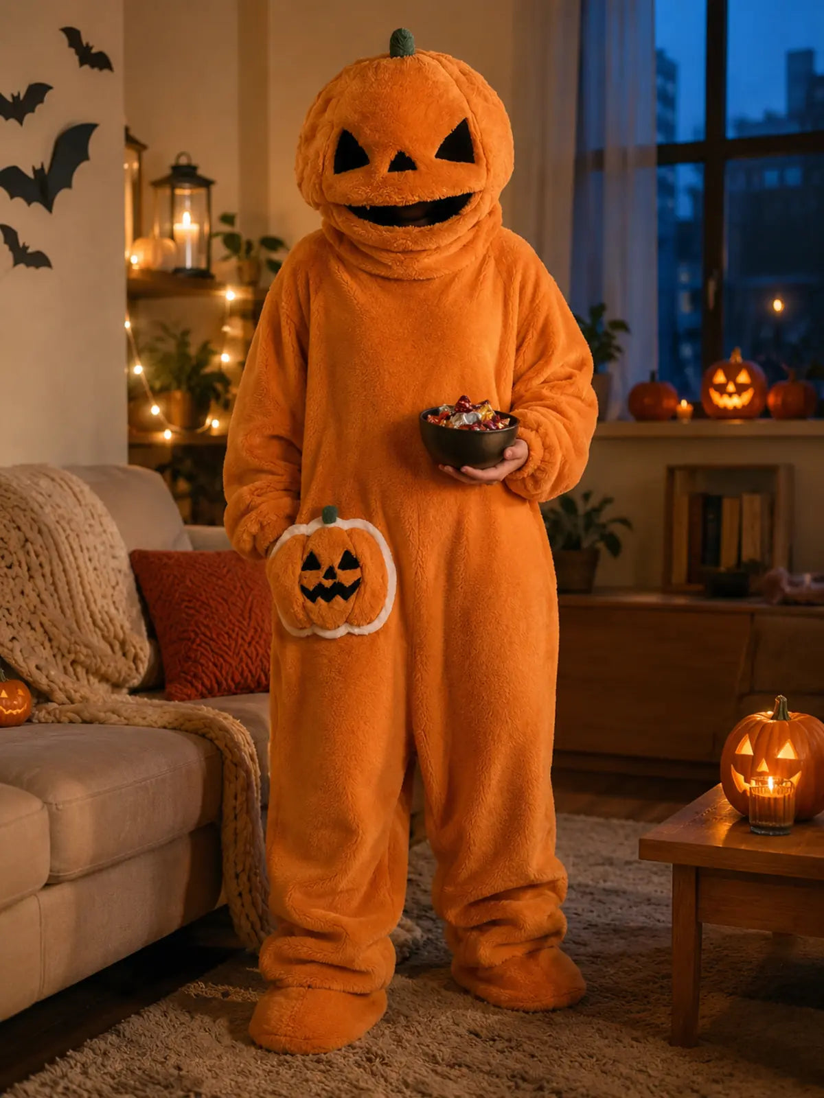 Spooky Funny Halloween Pumpkin One‑Piece Pajama