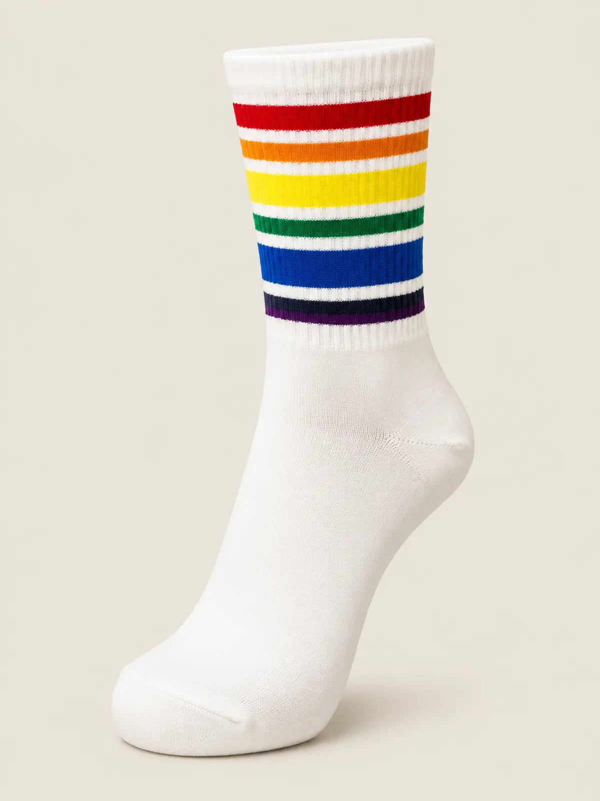 Rainbow Stripe Cotton Crew Socks