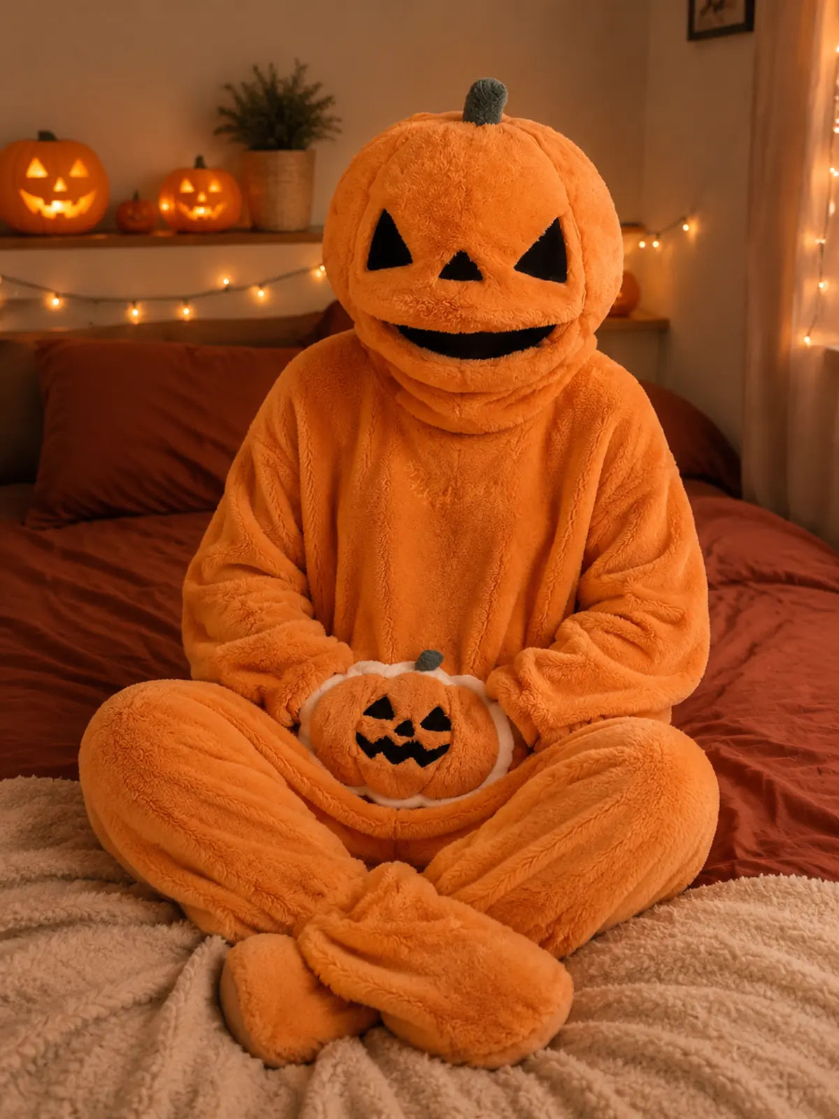 Spooky Funny Halloween Pumpkin One‑Piece Pajama