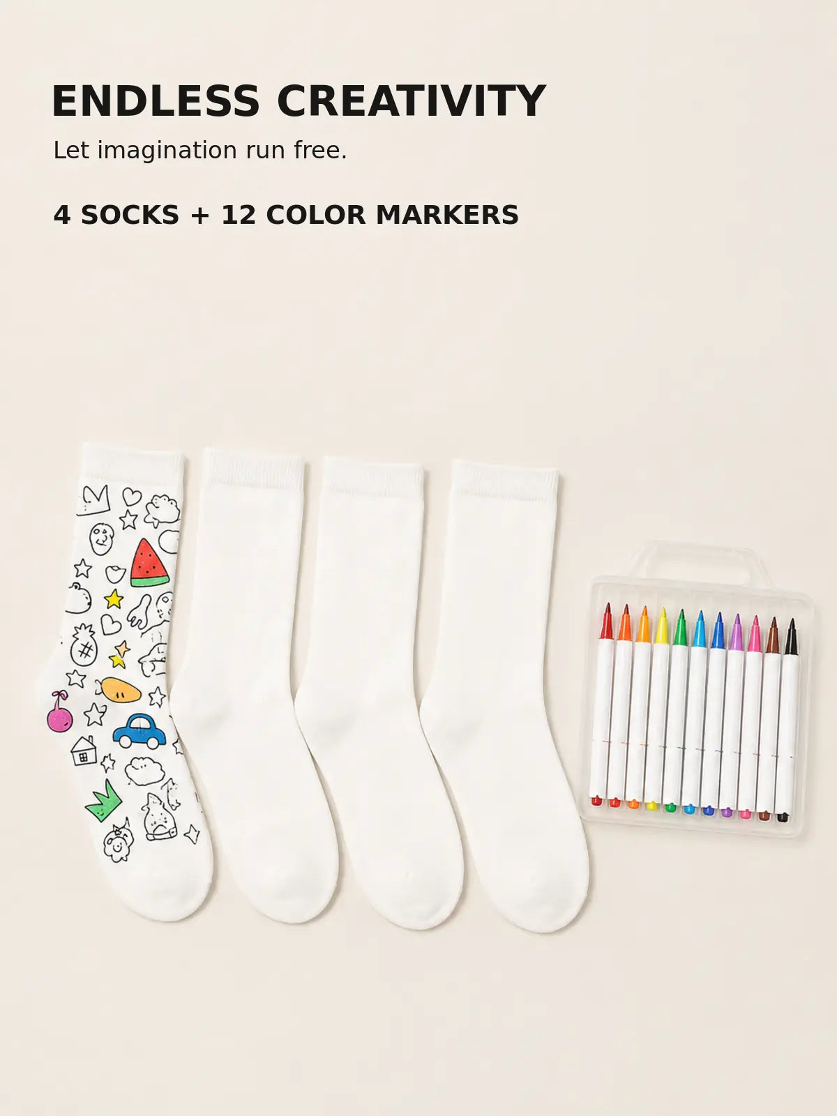 Family DIY Painting Socks Gift Set, Parent‑Child Hand‑Doodle Craft Kit