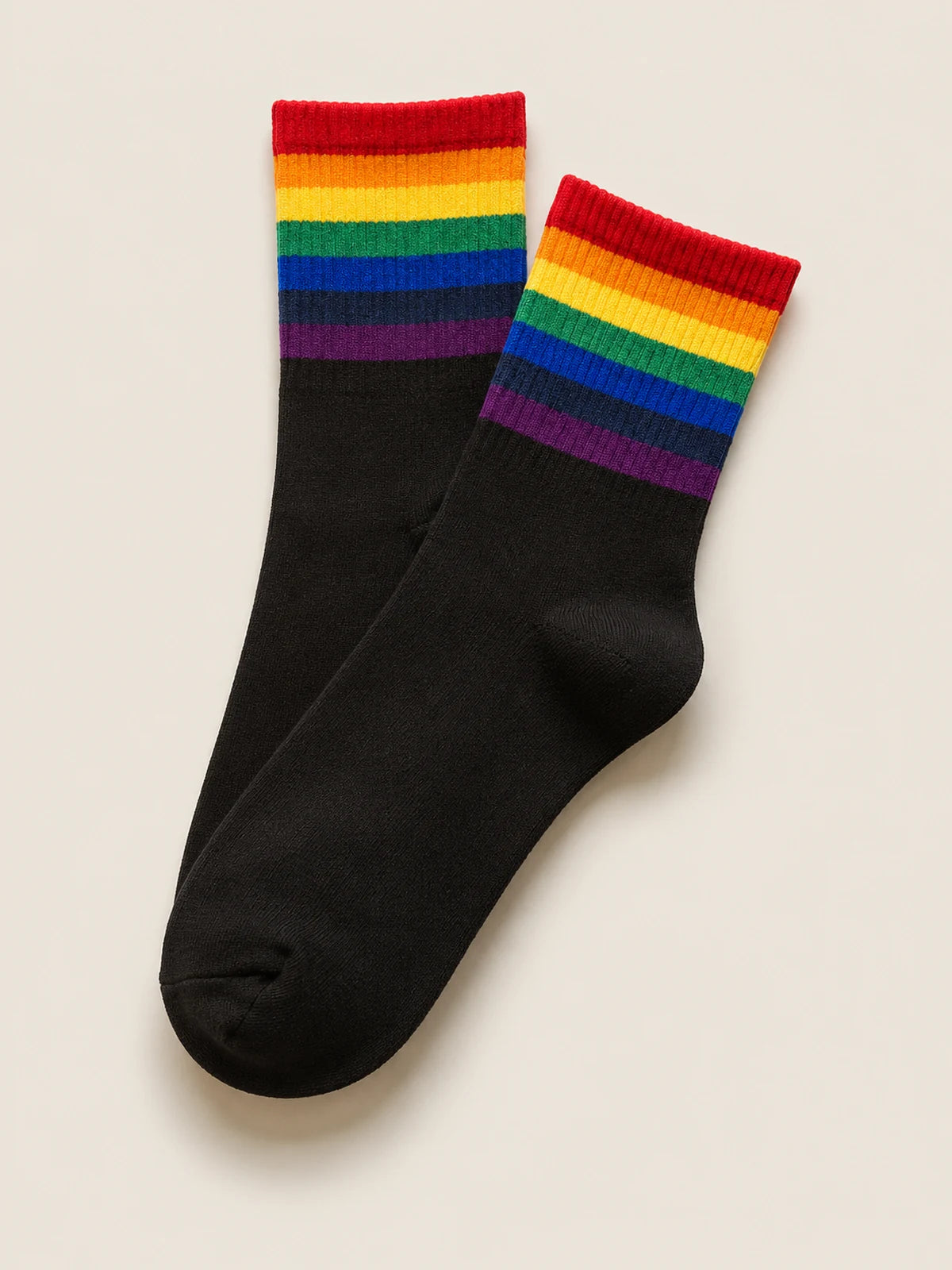 Rainbow Stripe Cotton Crew Socks