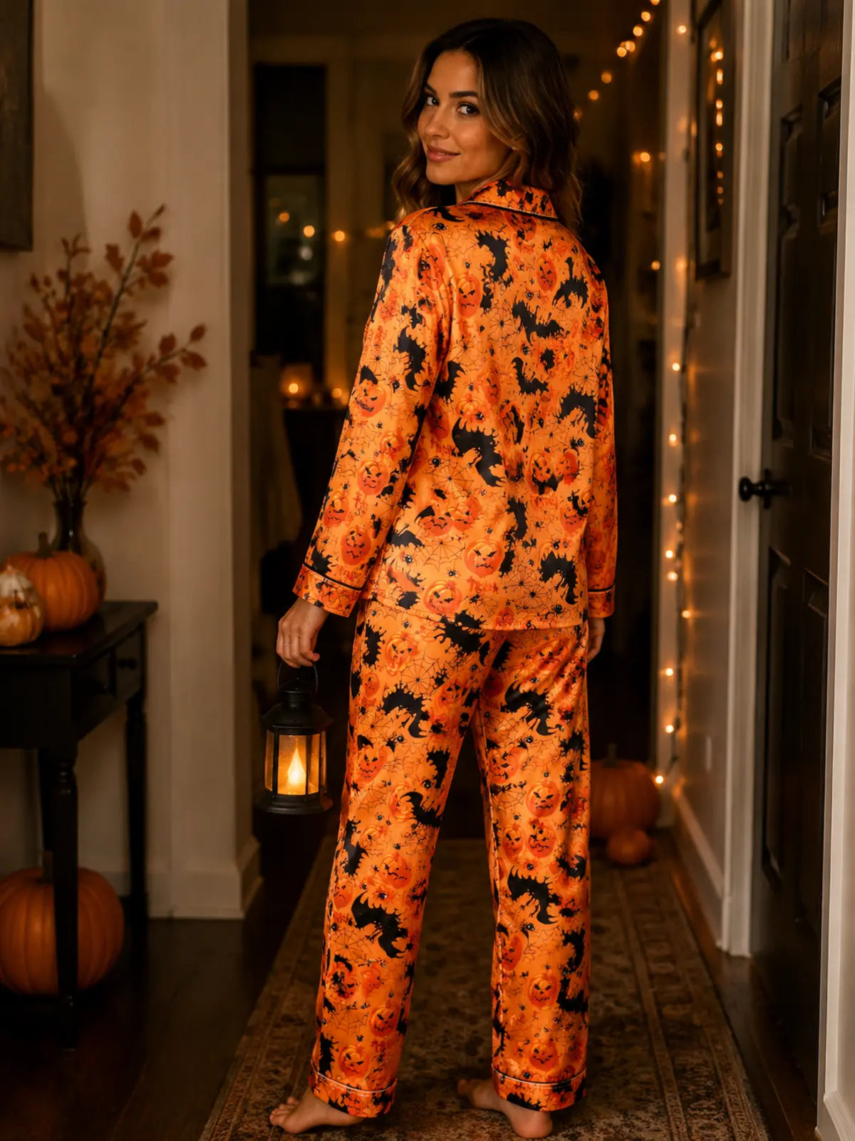 Halloween Printed Long‑sleeve Pajama Set