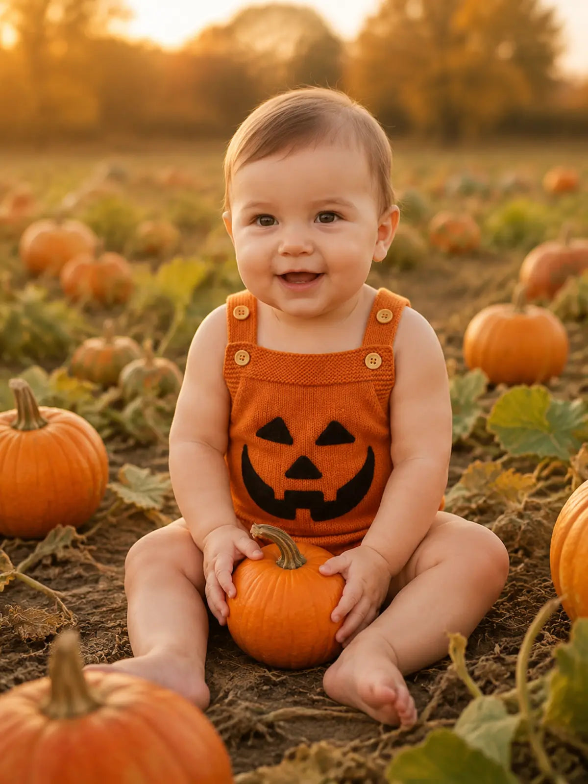 Baby Halloween Embroidered Suspender Romper