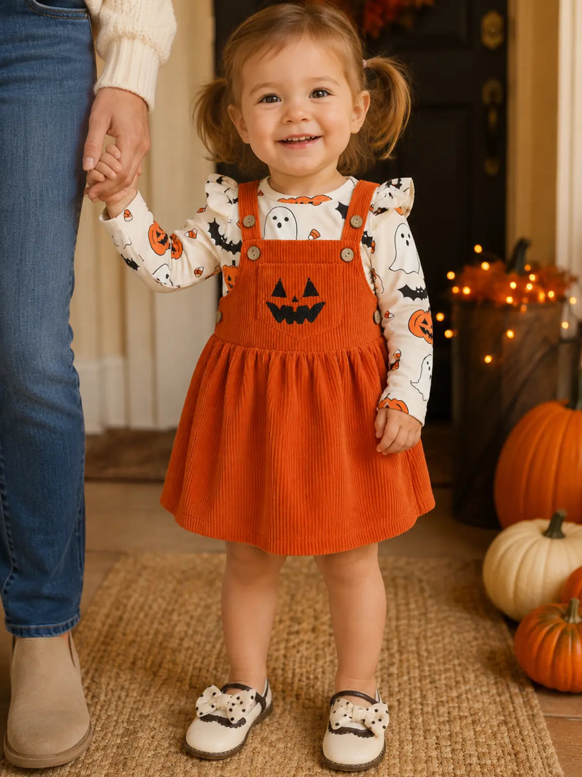 Halloween Pumpkin Jumpsuit Dress Set
